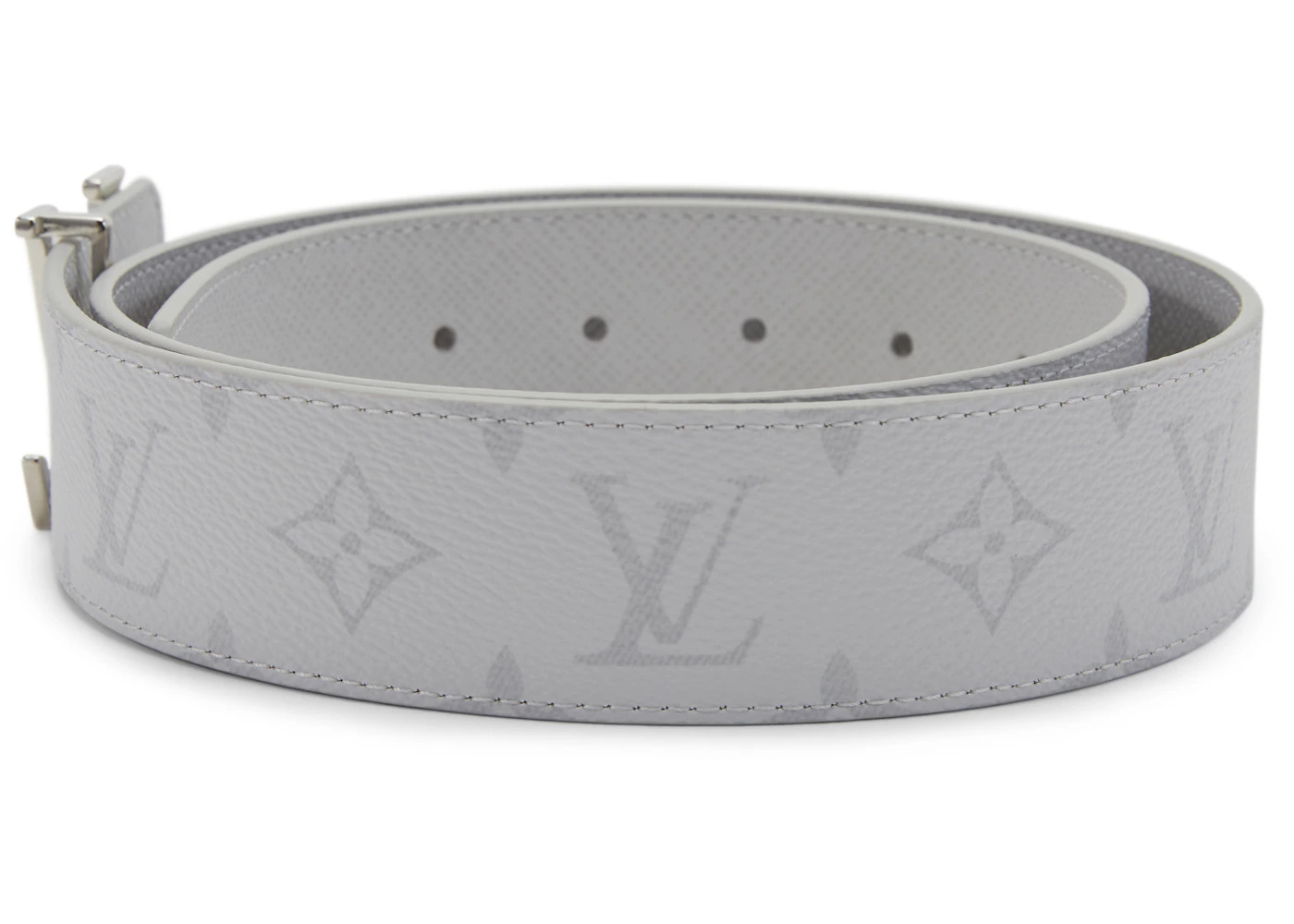Louis Vuitton LV Initiales Reversible Belt Monogram Eclipse Taiga 40MM White - 2