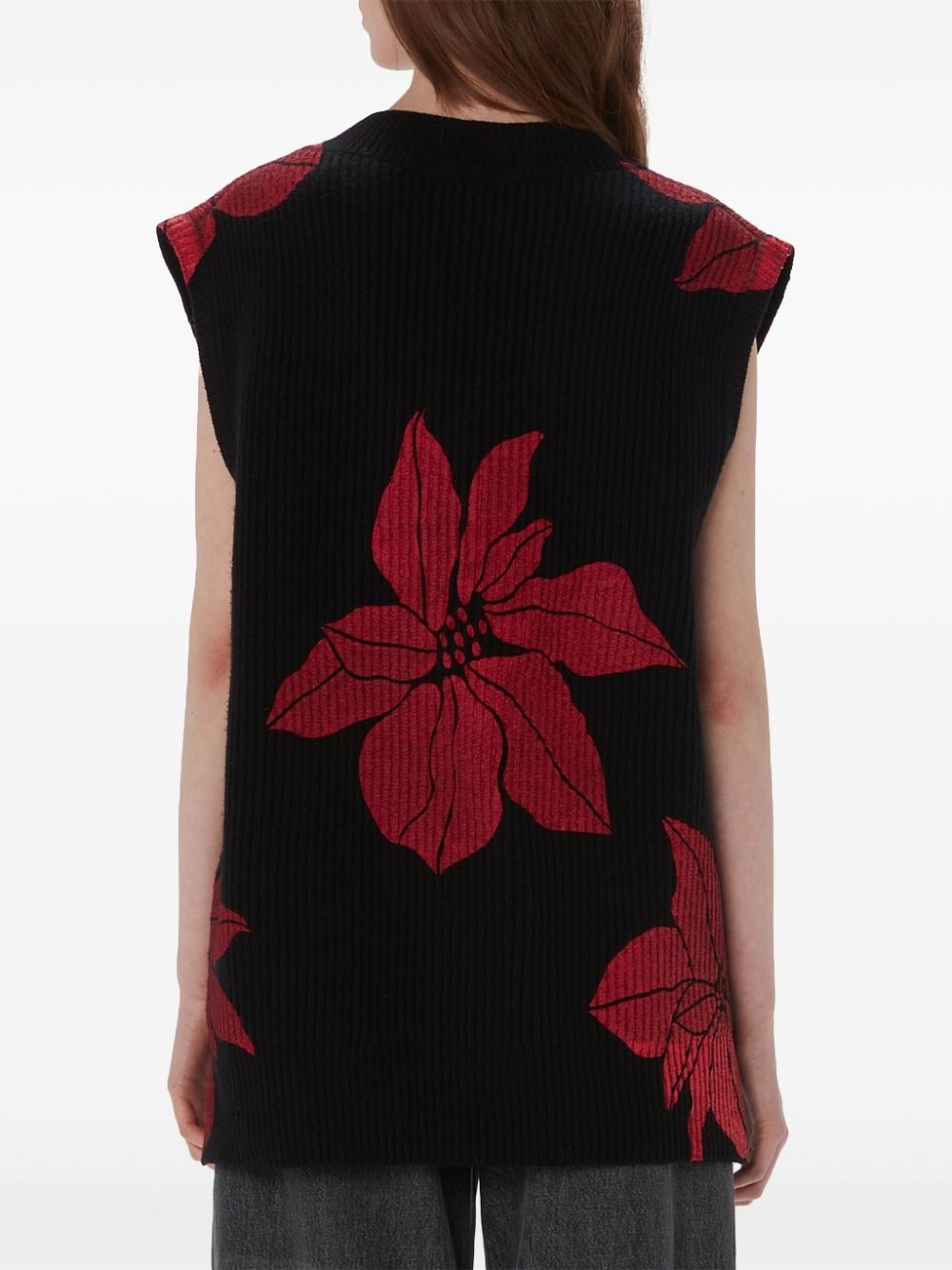 floral-motif intarsia-knit vest - 4