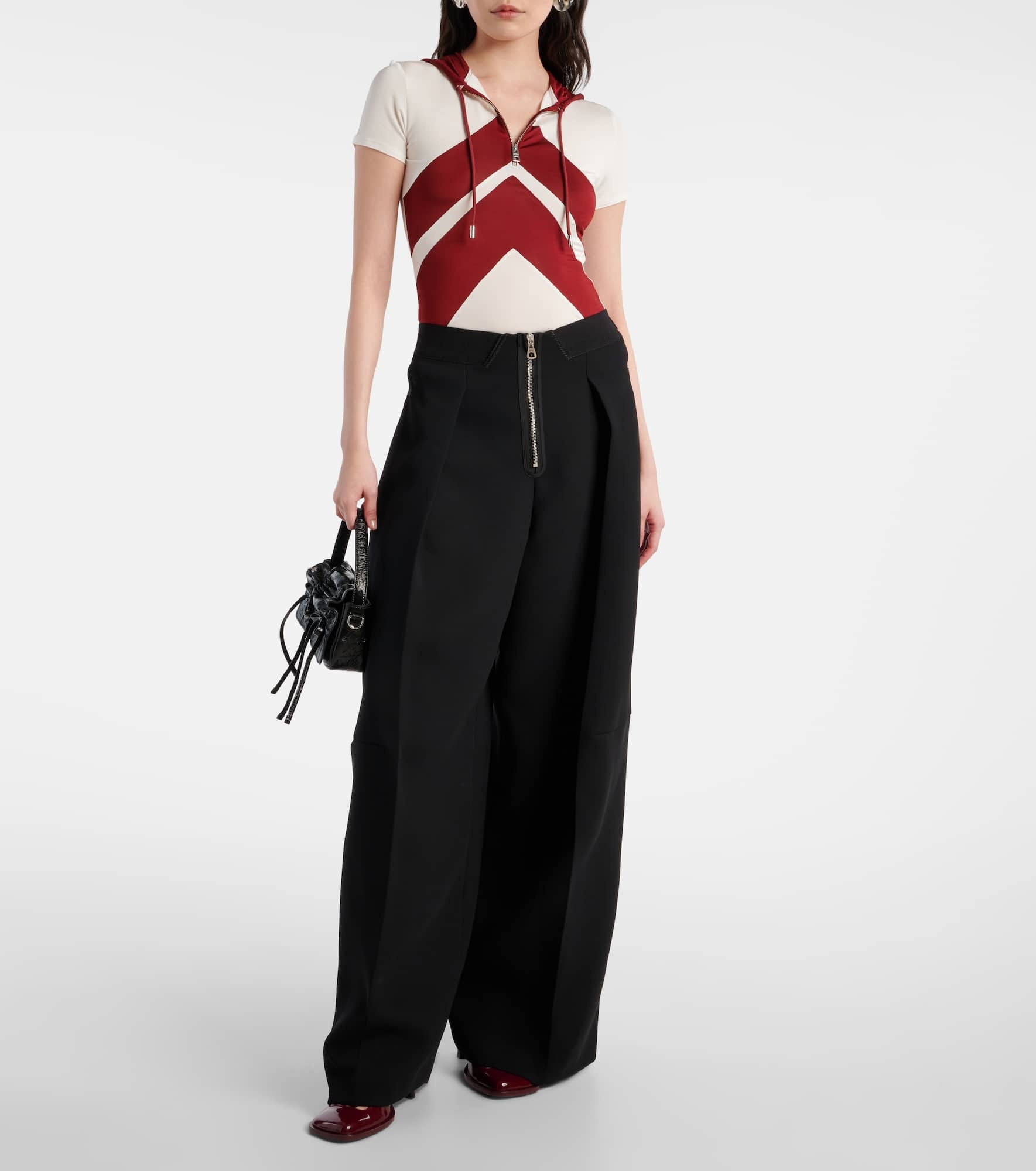 Hooded chevron jersey top - 2