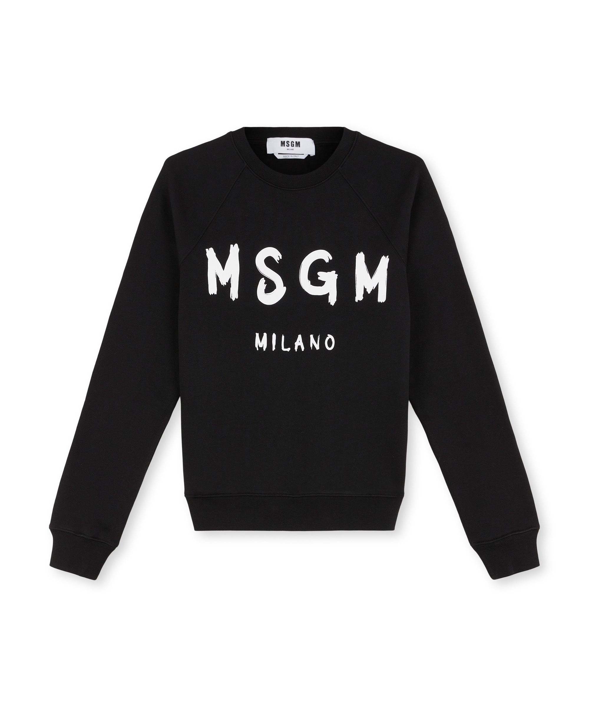 Crew neck cotton sweatshirt with a brushed logo - 2