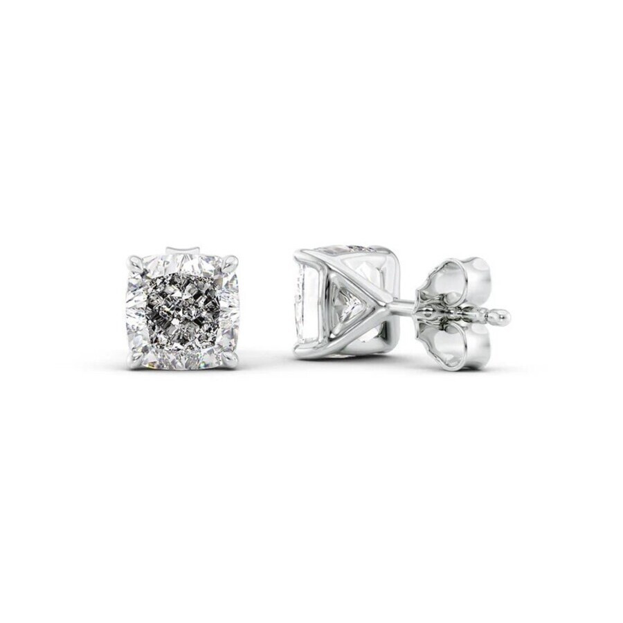 Tresorra - Tresorra 14K White Gold 4 ctw Cushion Cut Lab-Grown Diamond IGI Certified Stud Earrings - 2