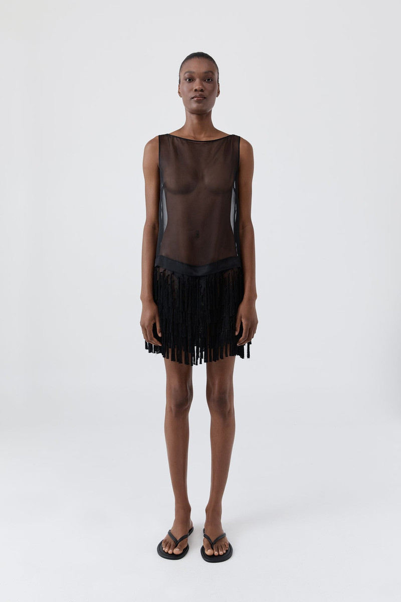 Tassel Shift Mini Dress - Black 5