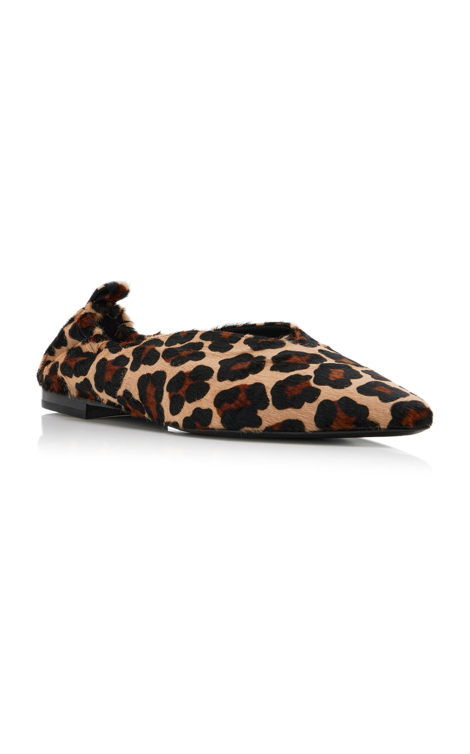 Calf Hair Ruched Back Pointed Flat print - 4