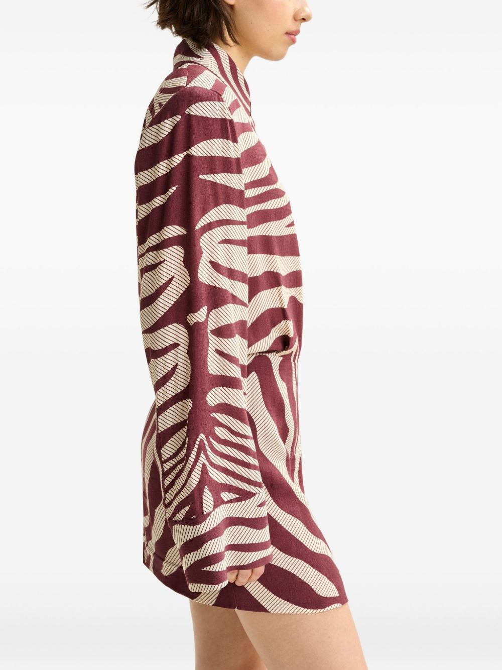 zebra-print padded-shoulder mini dress - 4