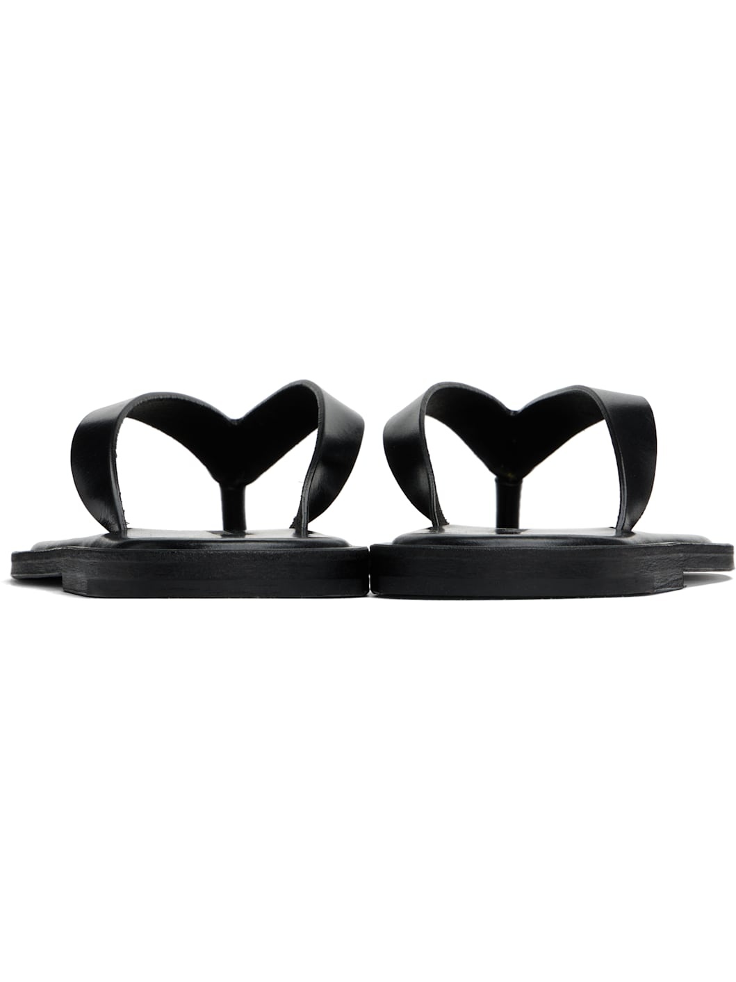 Black Leather Tong Flip-Flops - 2