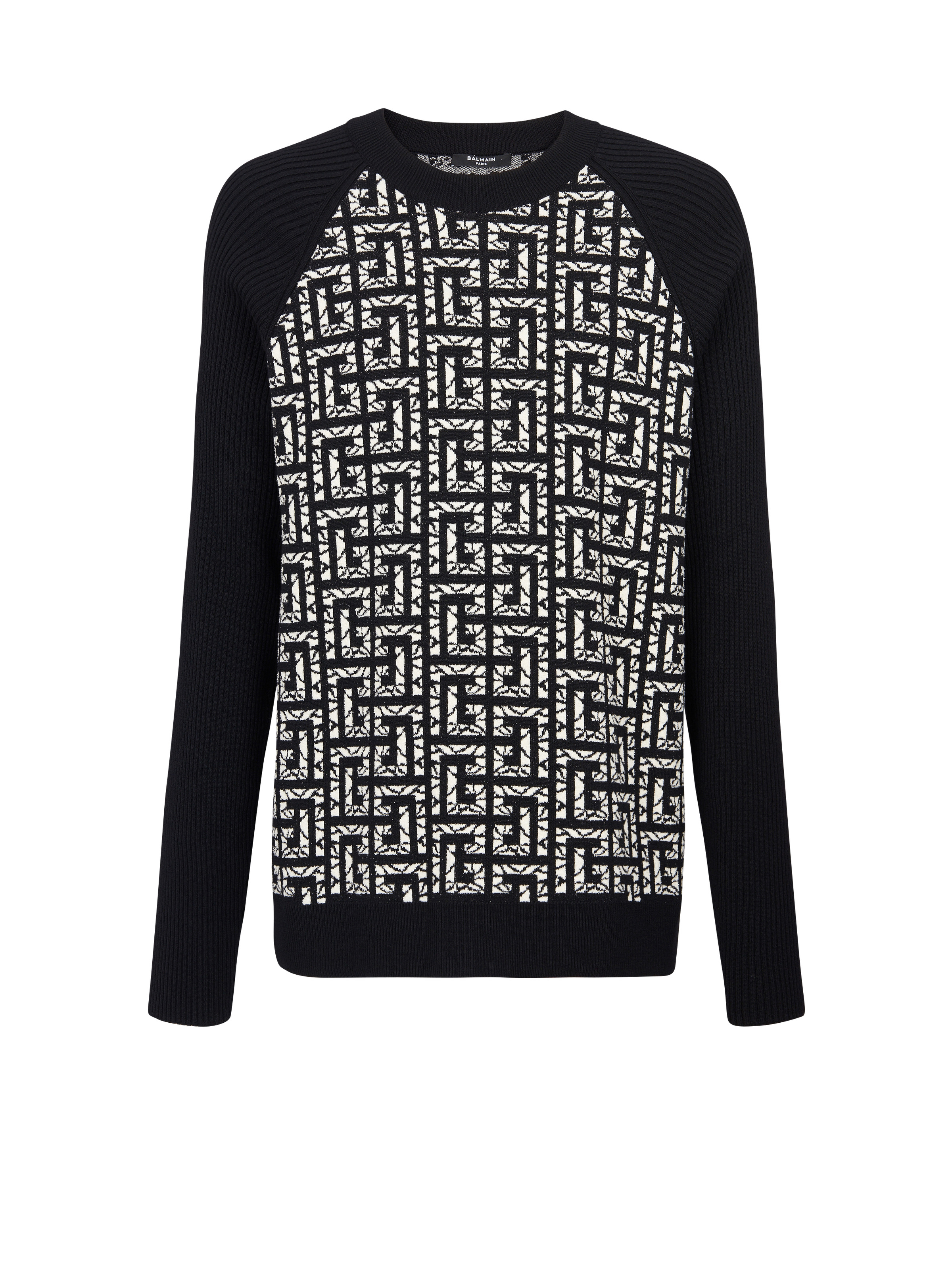 Wool jumper with marbled monogram - 1
