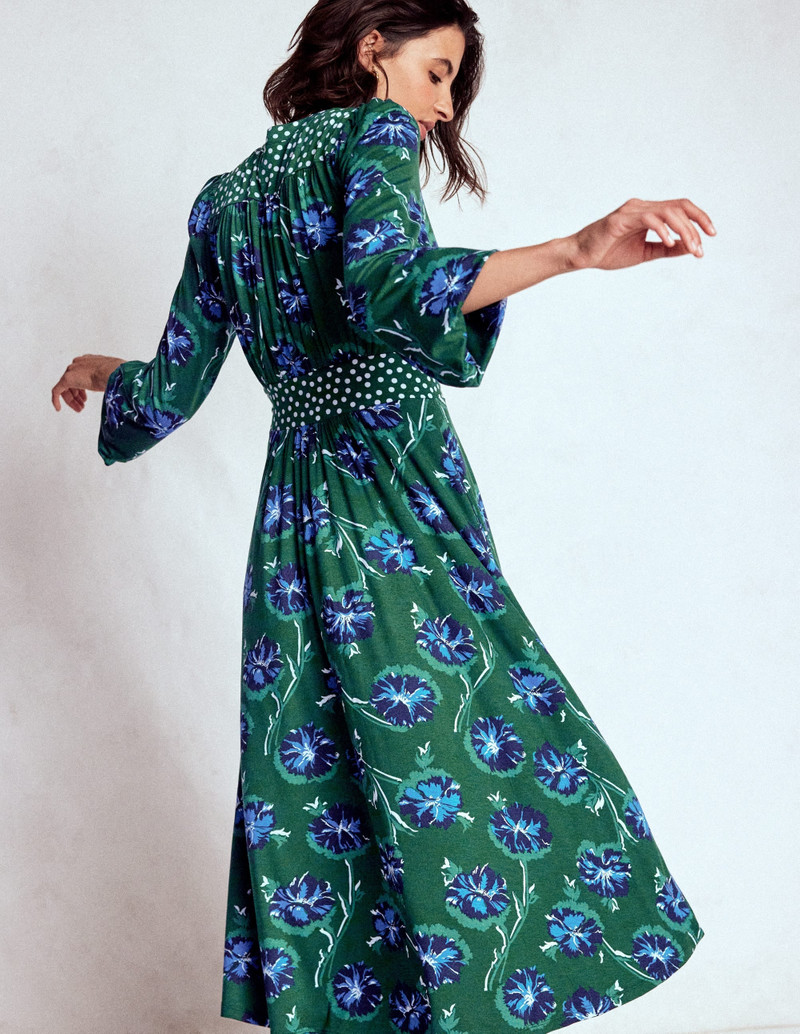 Lily Long Sleeve Midi Dress-Emerald, Delicate Carnation 4