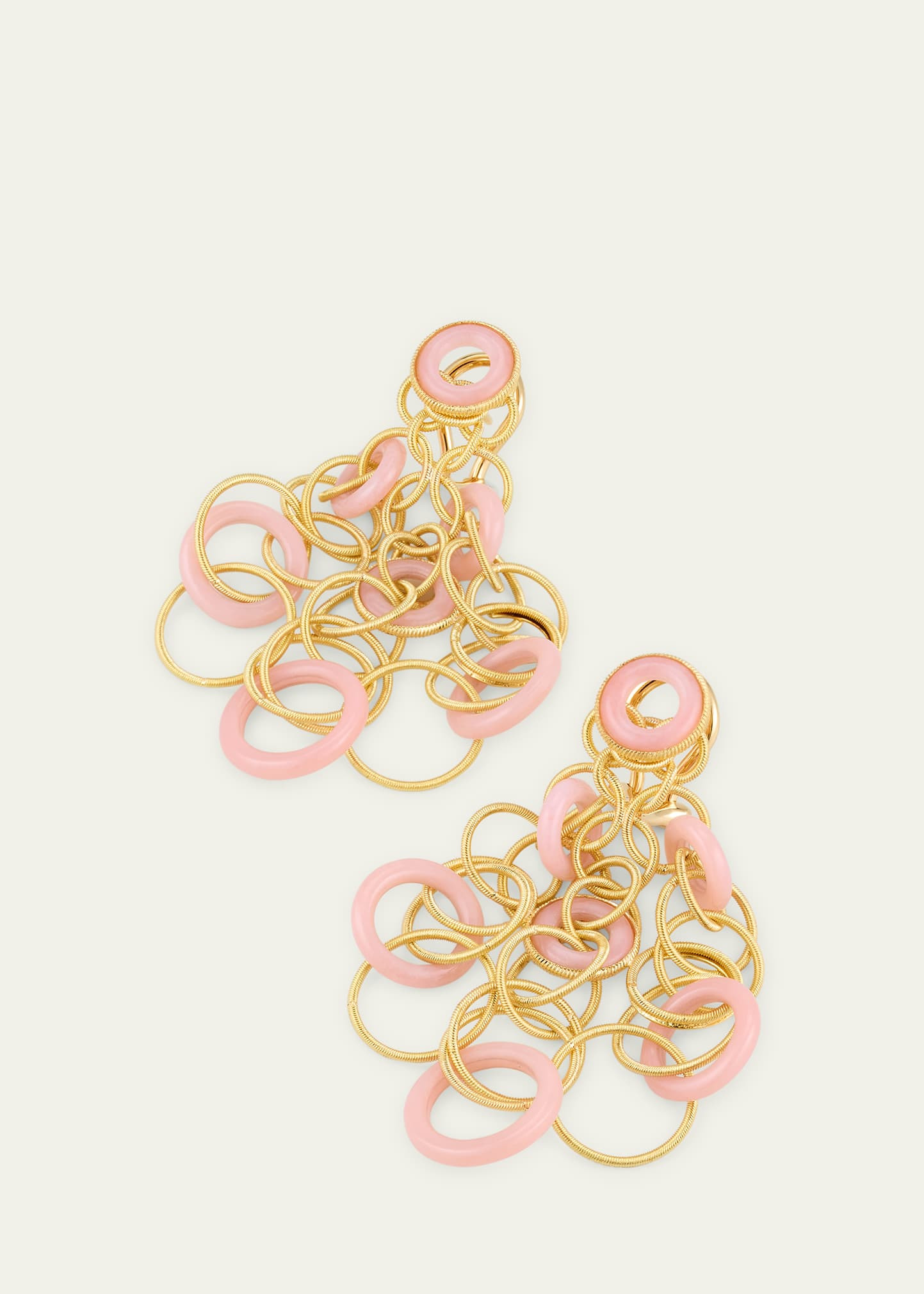 Hawaii 18K Yellow Gold Pink Opal Earrings, 5cm - 3
