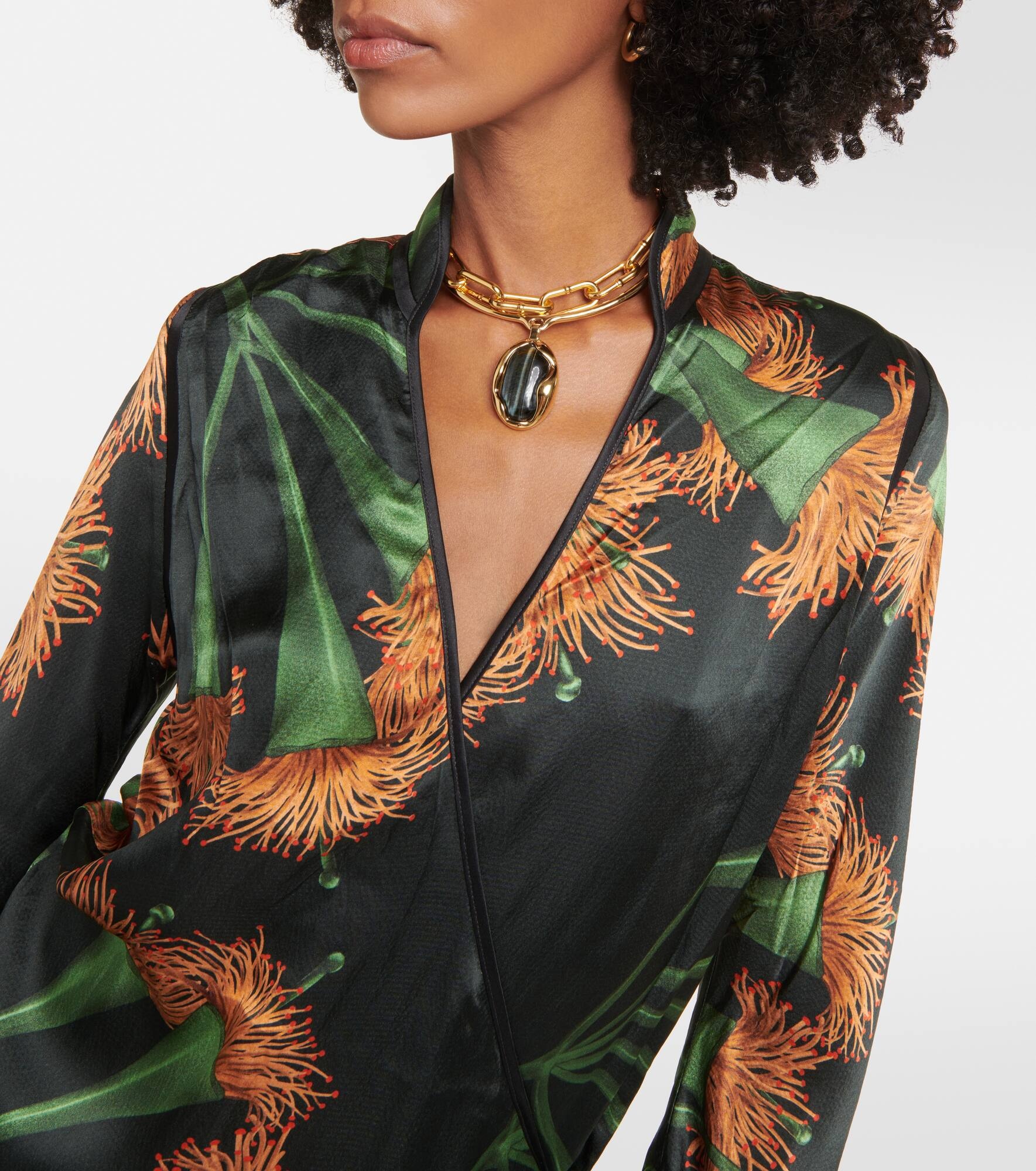 Printed silk-blend wrap dress - 4