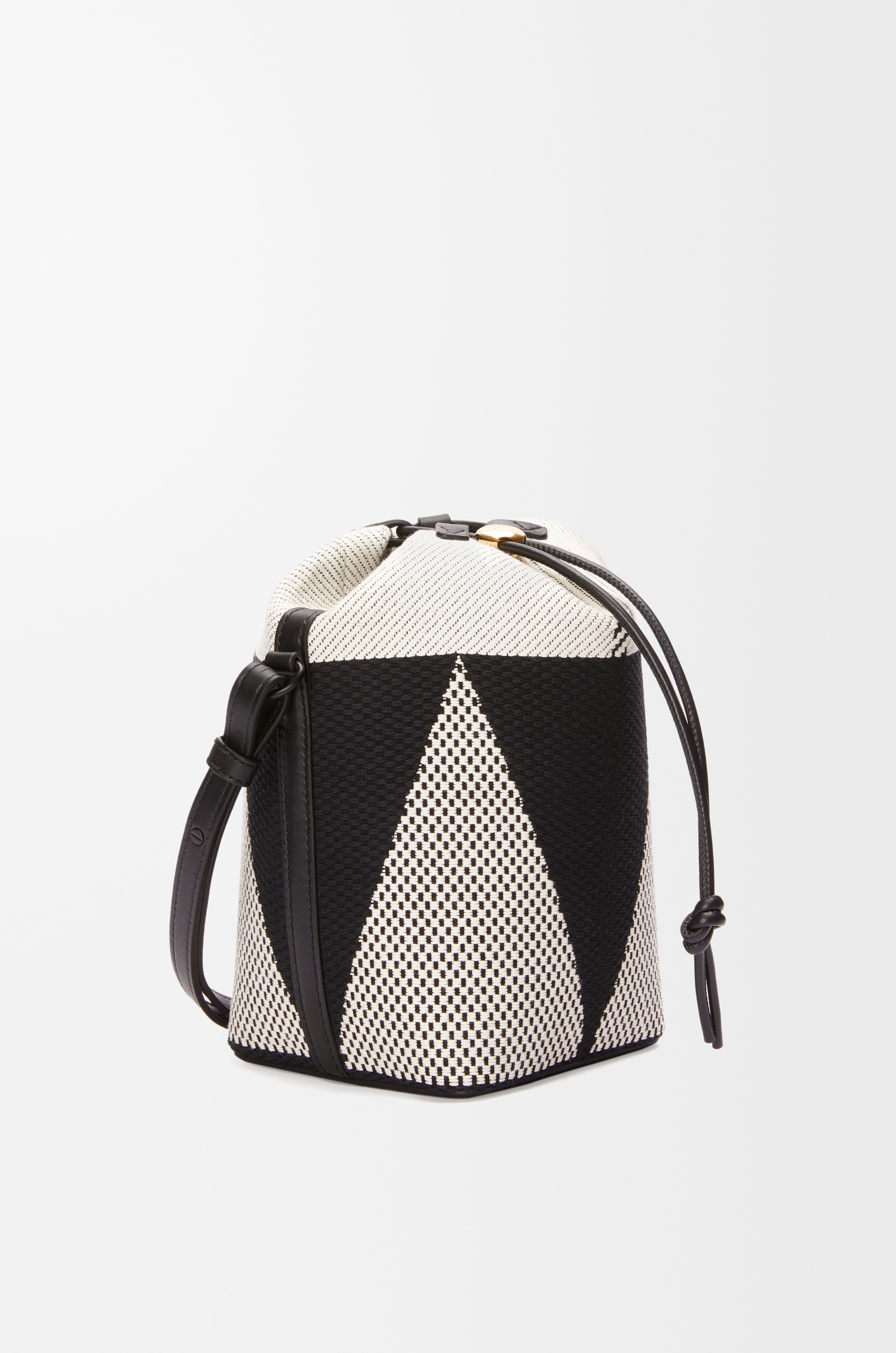 Small Treasure Bako bucket in canvas jacquard and calfskin - 2