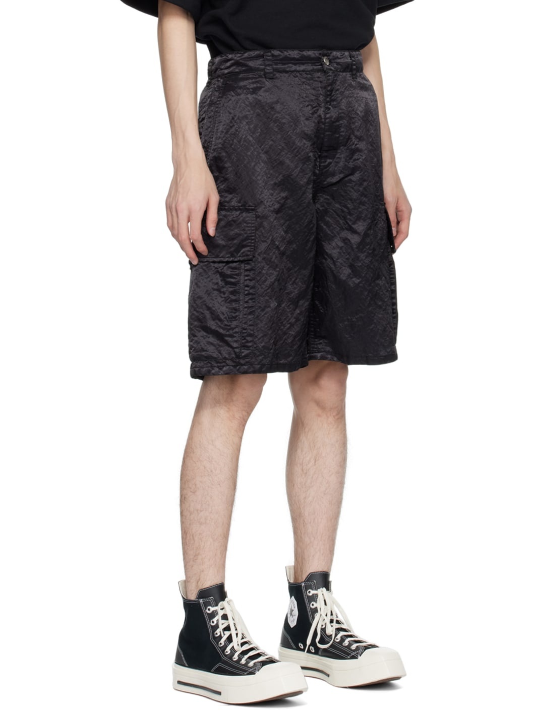 Black Crinkled Shorts - 2