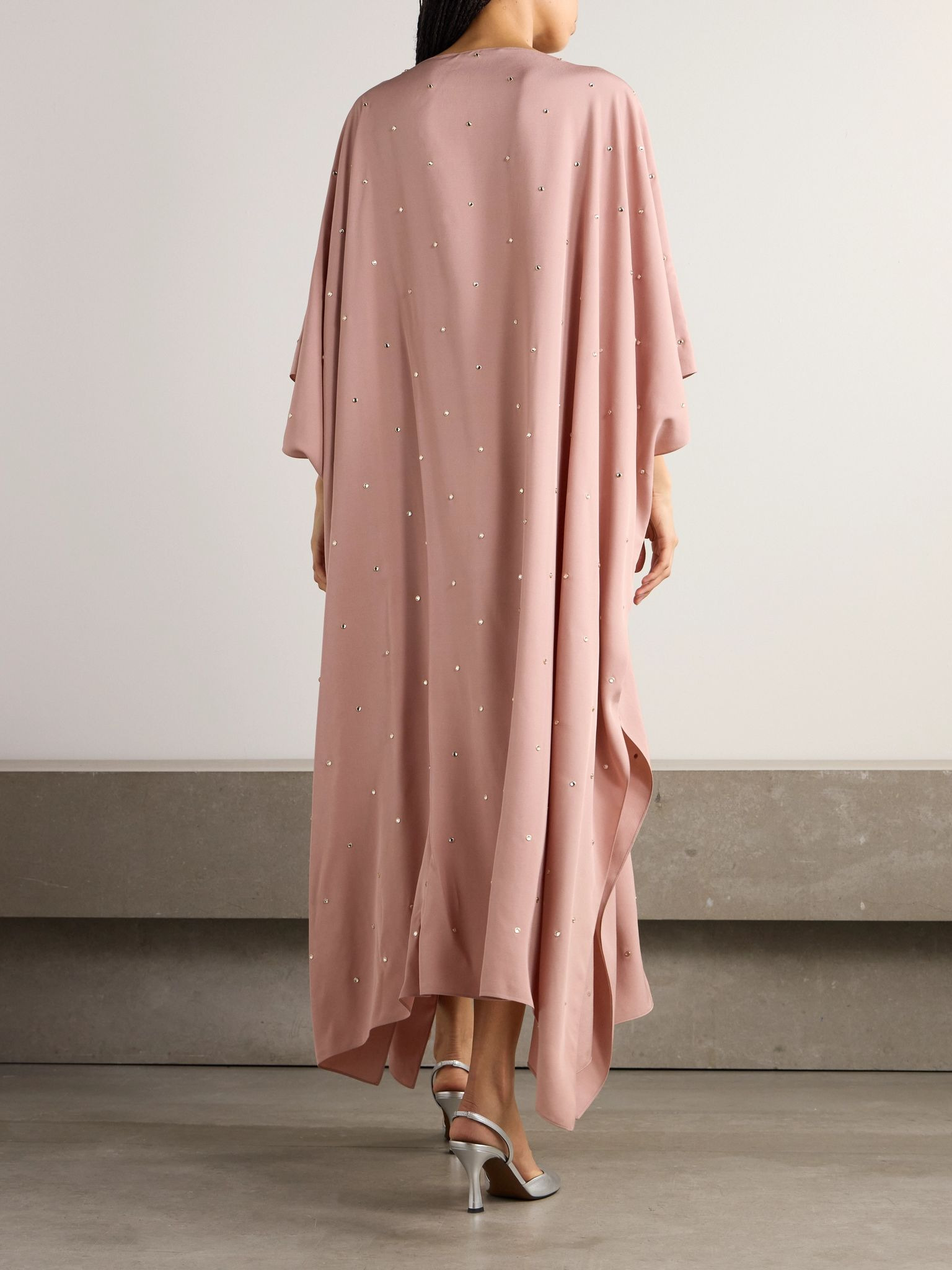 Crystal-embellished crepe kaftan Pink - 3
