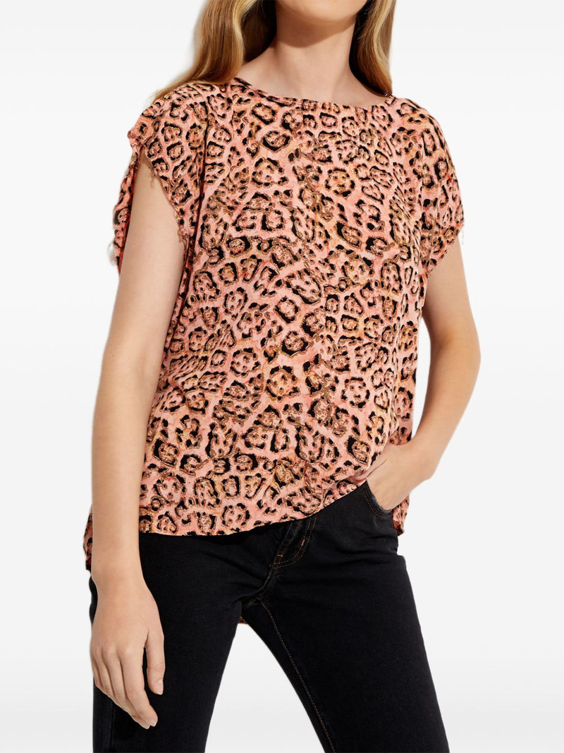 animal-print tie-fastening T-shirt 1