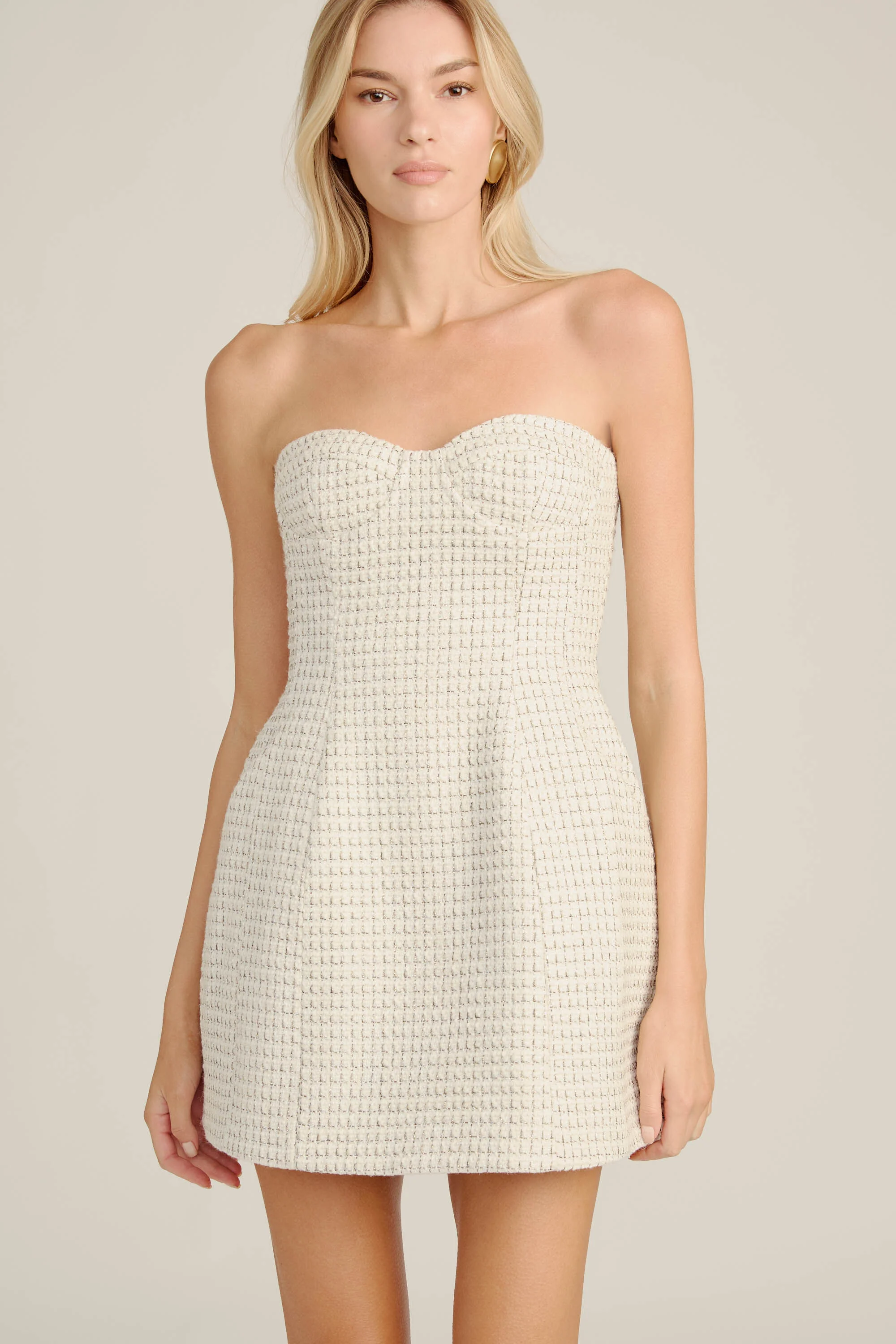 Florine Boucle Mini Dress In Ivory - 1