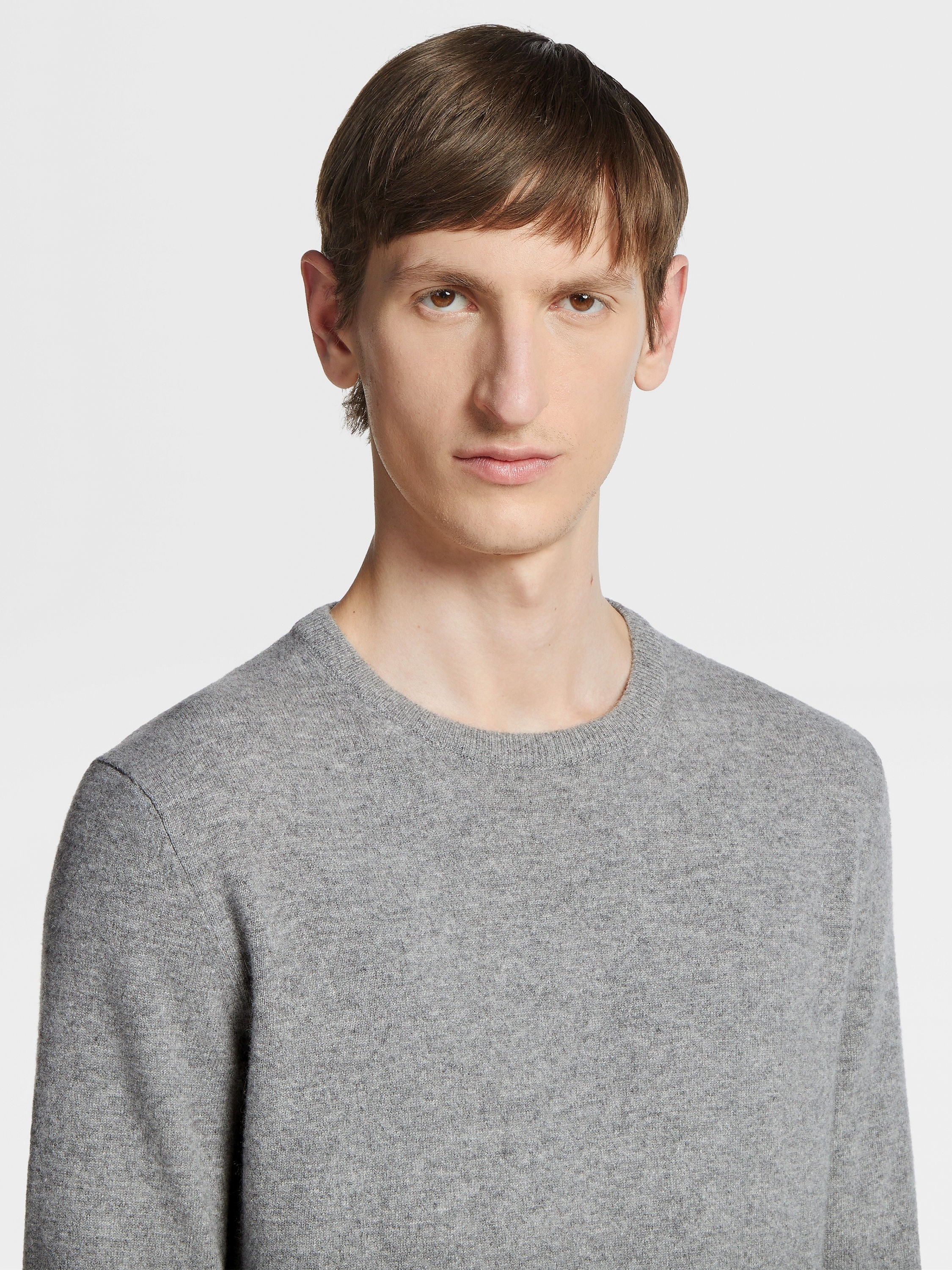 GREY MÉLANGE OASI CASHMERE CREWNECK - 4