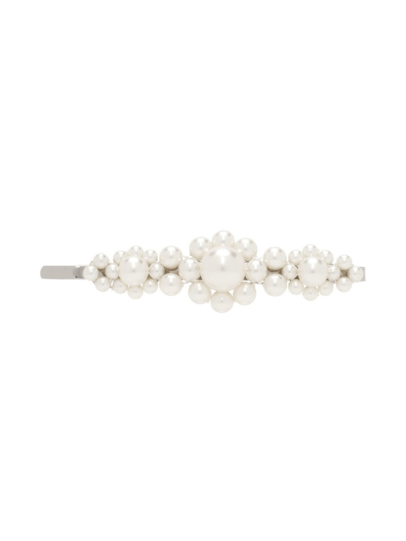 Silver & White Large Flower Hair Clip 1