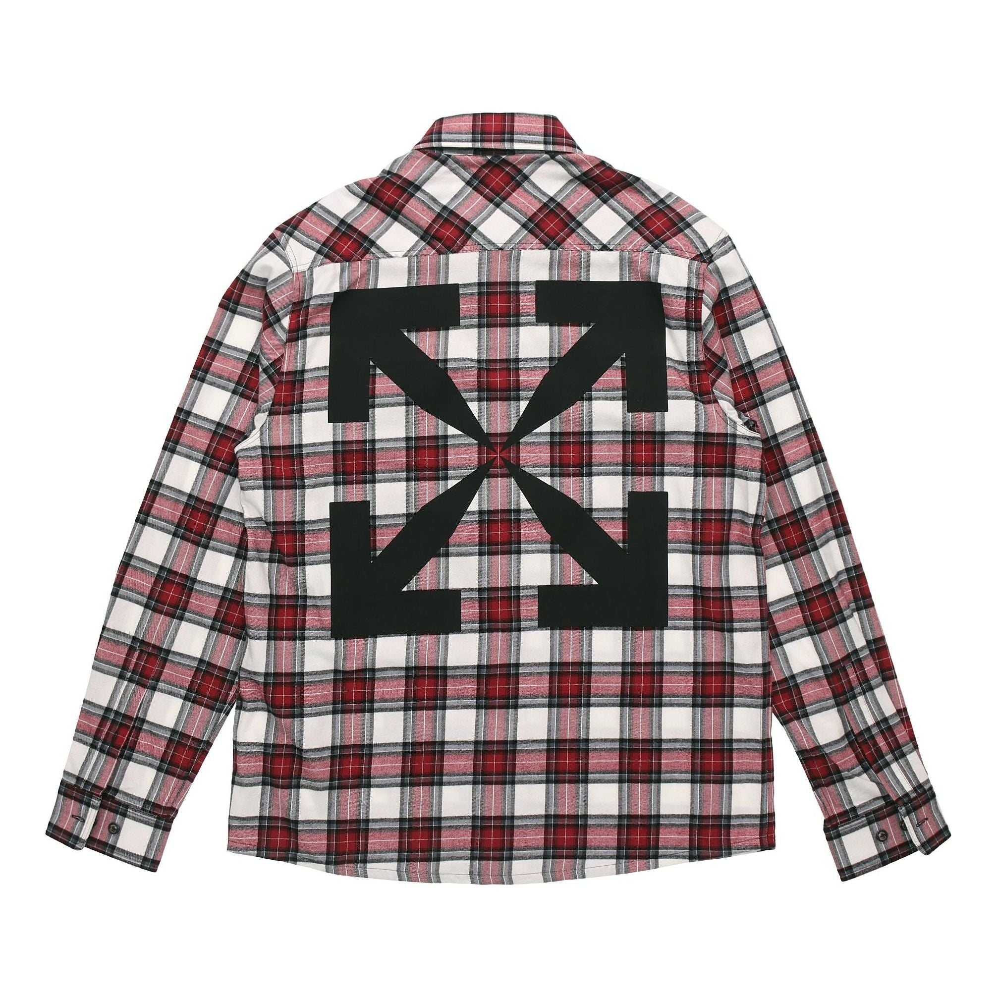 Men's Off-White SS21 Plaid Back Arrow Red Shirt OMGA133R21FAB0022500 - 2