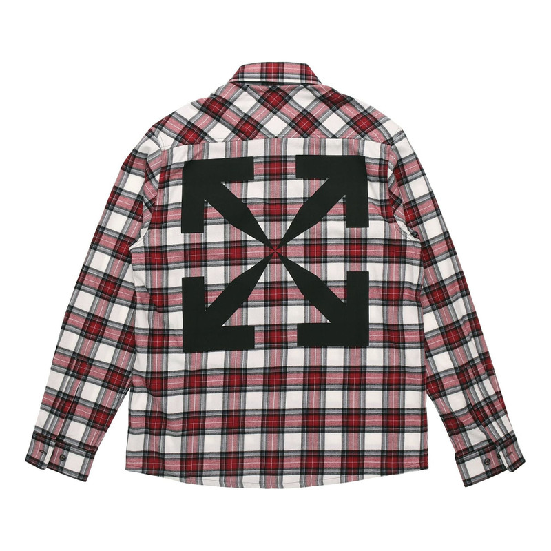 Off-White Men's Off-White SS21 Plaid Back Arrow Red Shirt OMGA133R21FAB0022500 outlook
