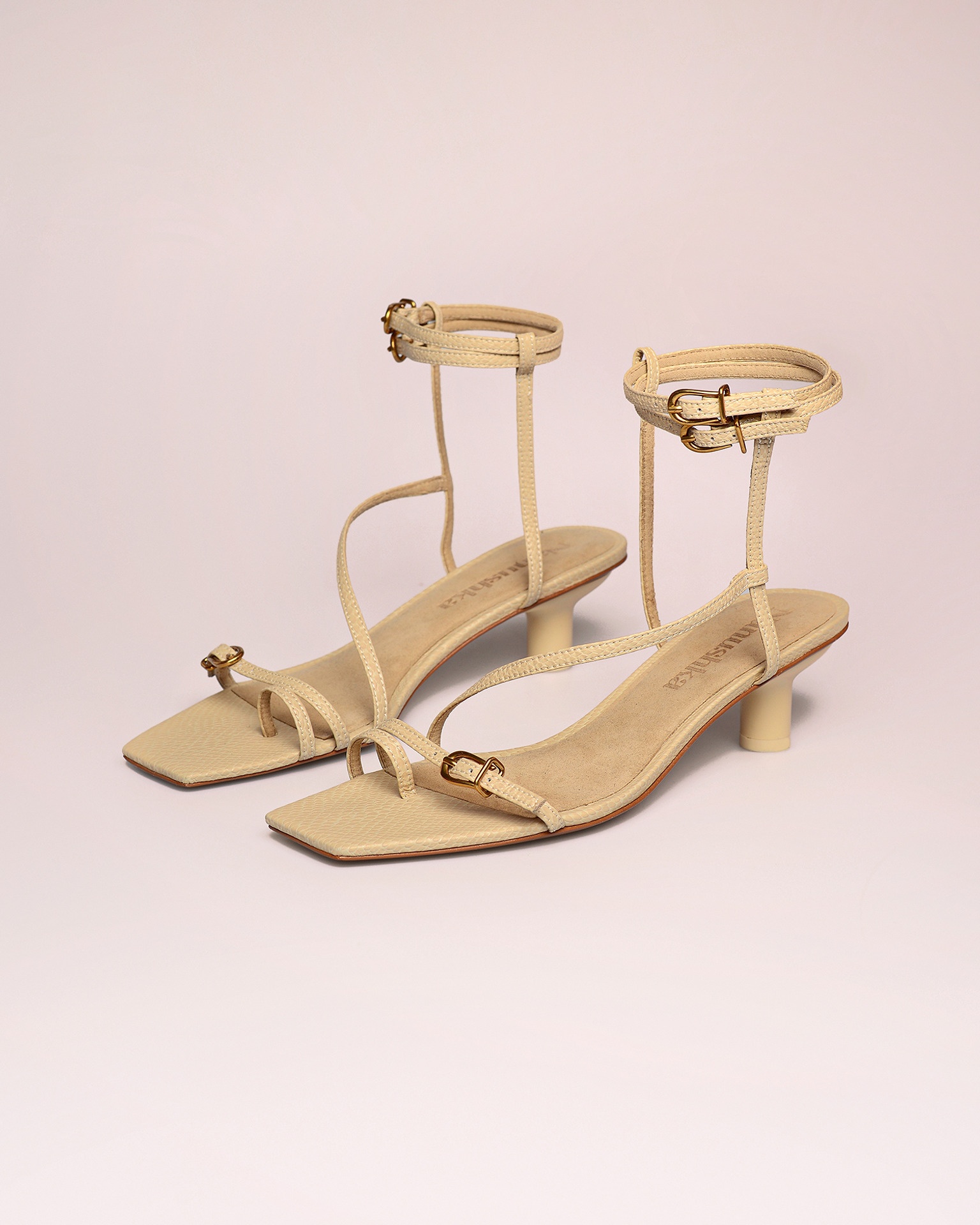 JEWEL - Vegan leather sandals - Creme snake - 1