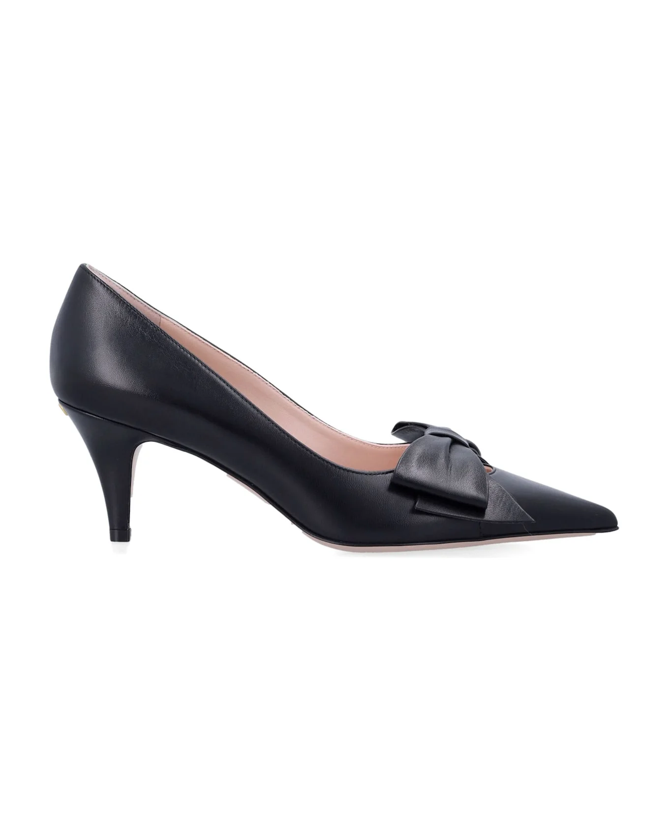 Valentino Garavani Black Leather Bow Pumps - 1