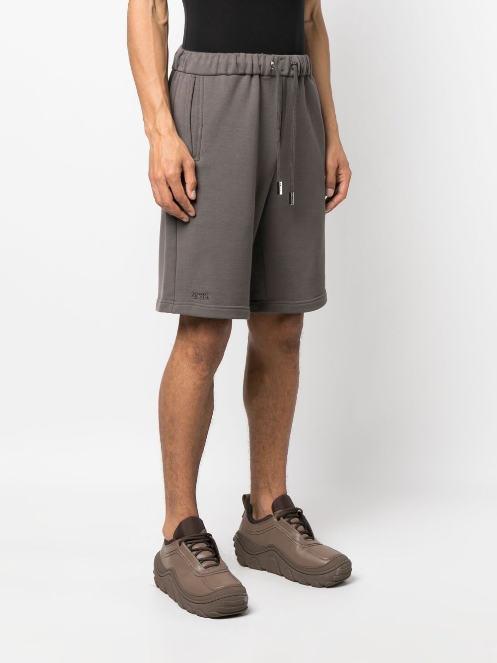 drawstring cotton track shorts - 3