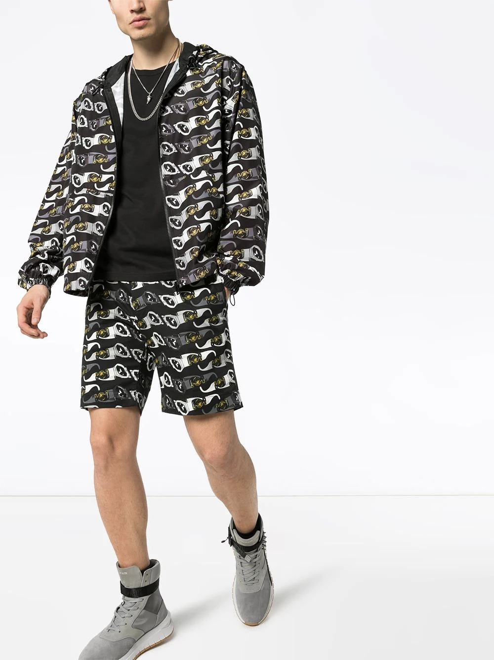 hooded sunglasses-print jacket - 2