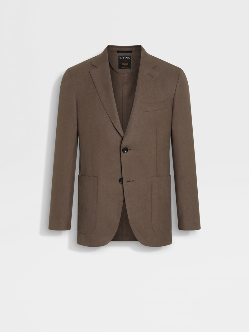 DARK TAUPE OASI LINO BLUE FLOWER JACKET 1