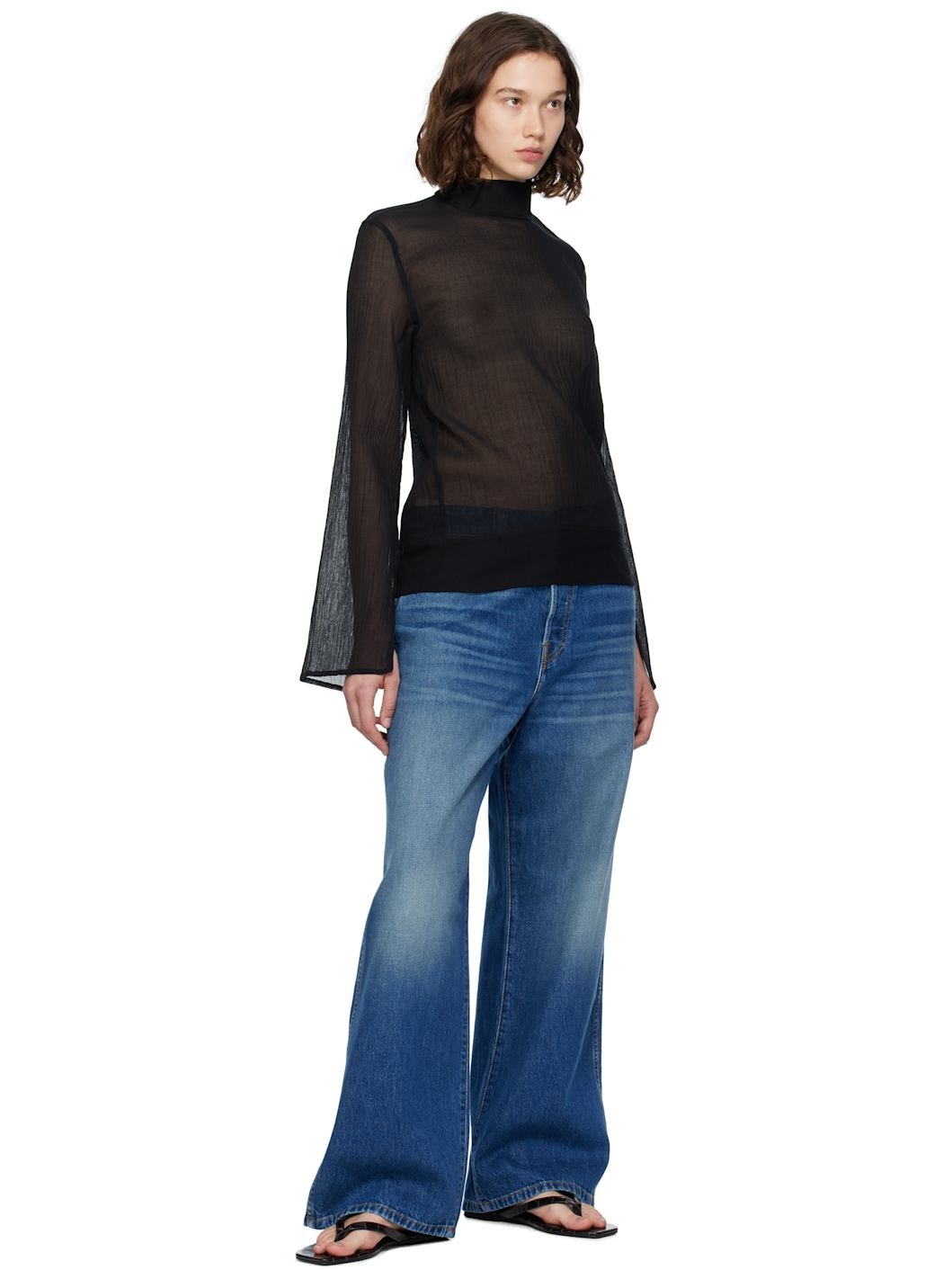 Black Slit Sleeve Blouse - 4