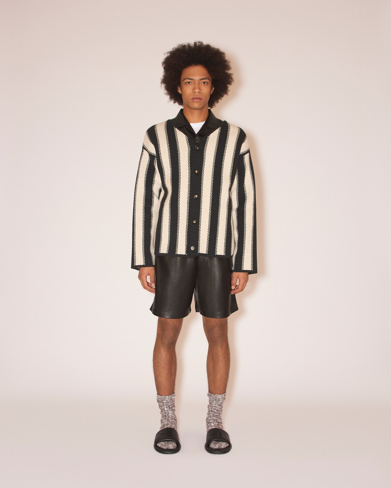 Nanushka PASCAL - Textured linen button-down knit - Creme/black outlook