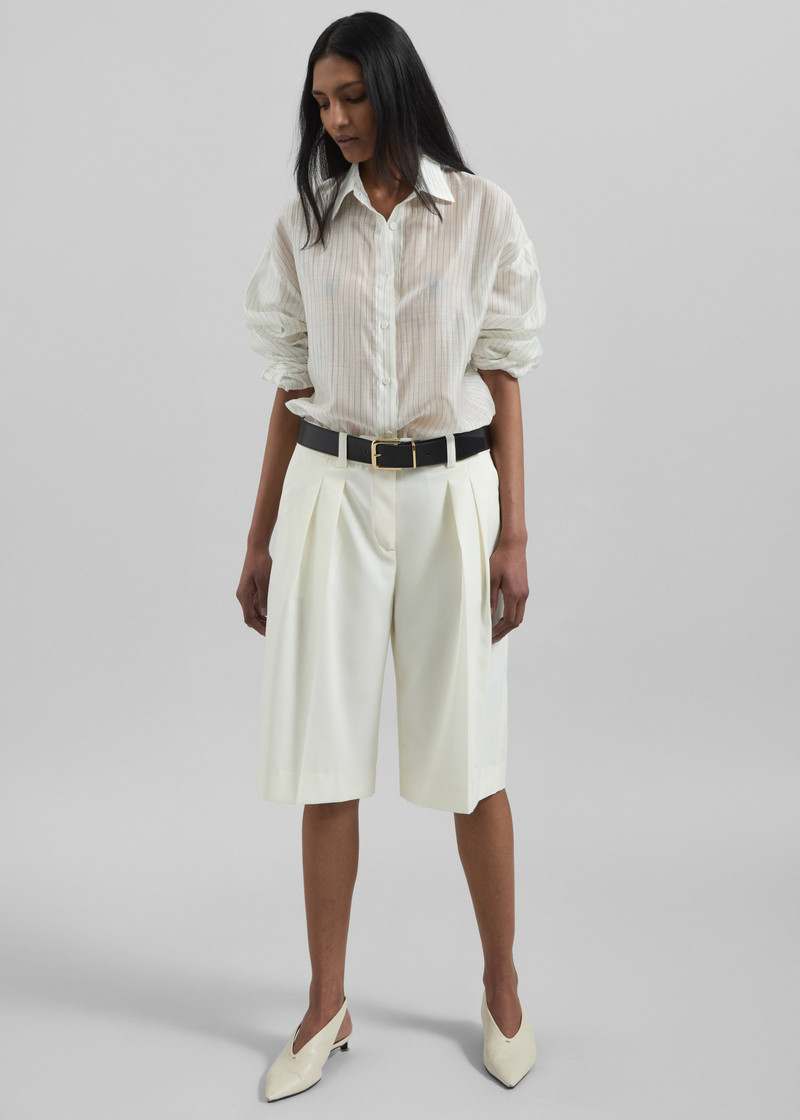Kesin Open Back Shirt - White/Grey Stripe 7