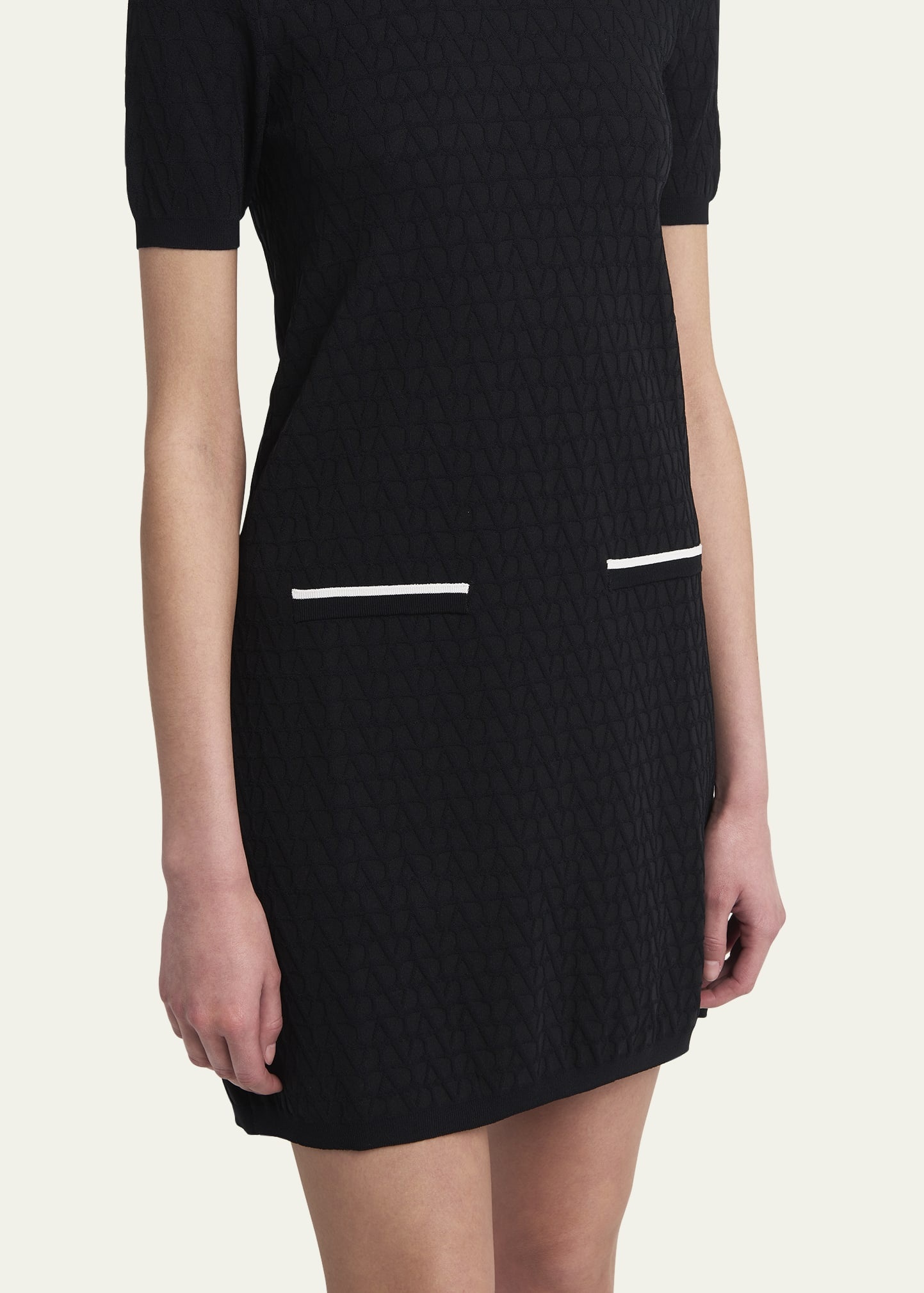 V Logo Print Wool Mini Dress - 5