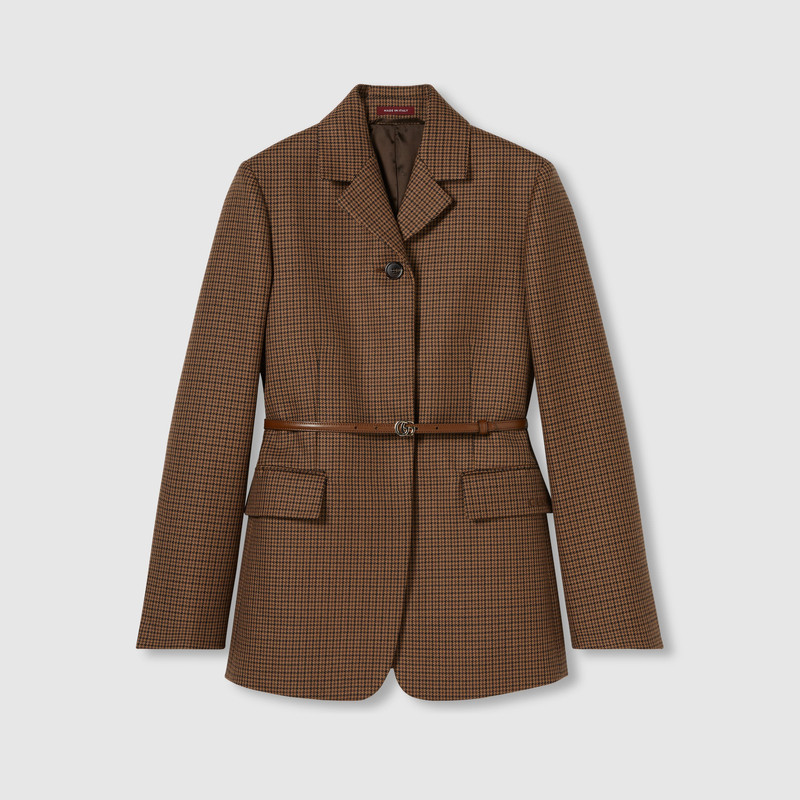 Embroidered houndstooth wool jacket 1