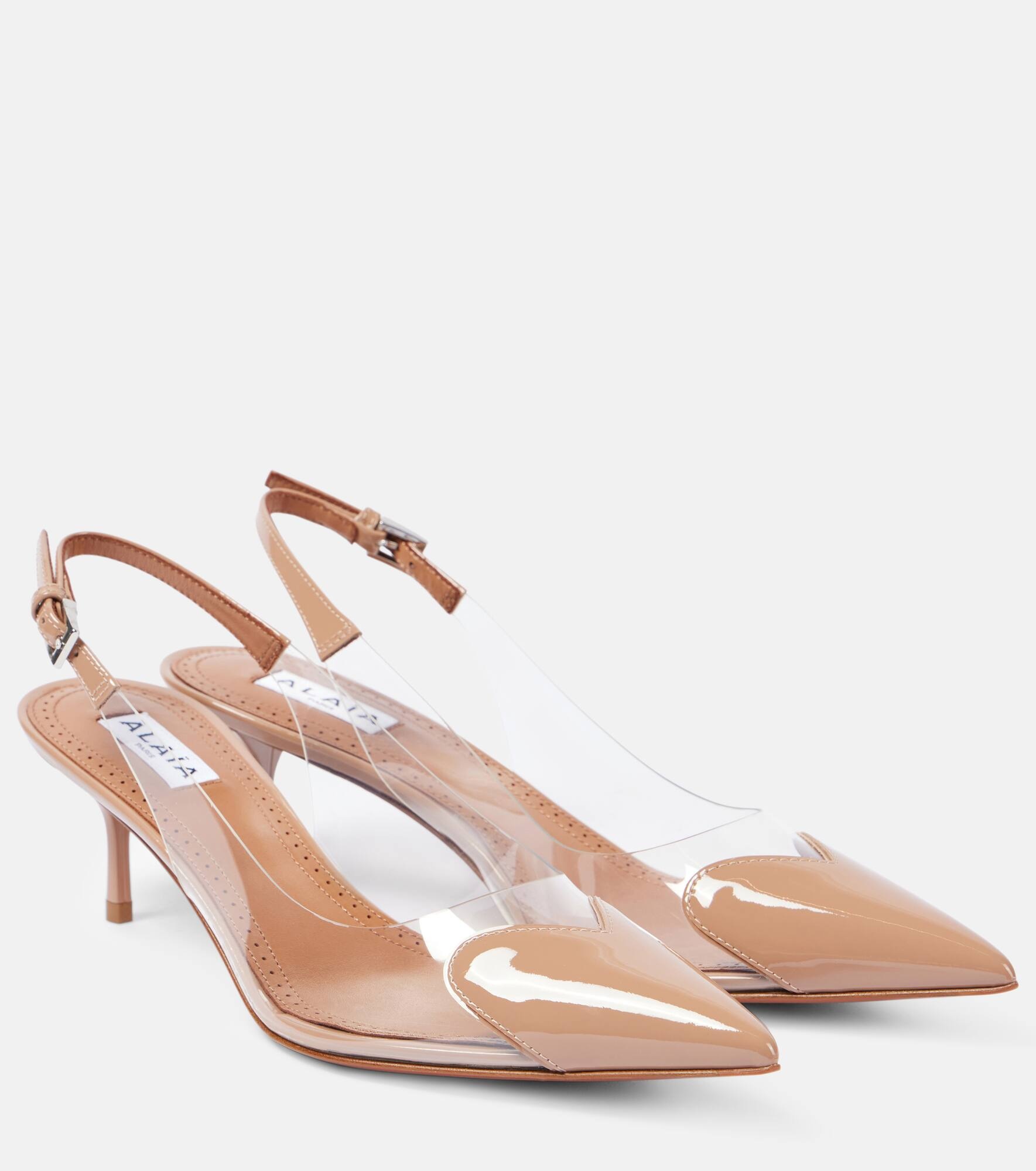 Le Cœur patent leather and PU slingback pumps - 1