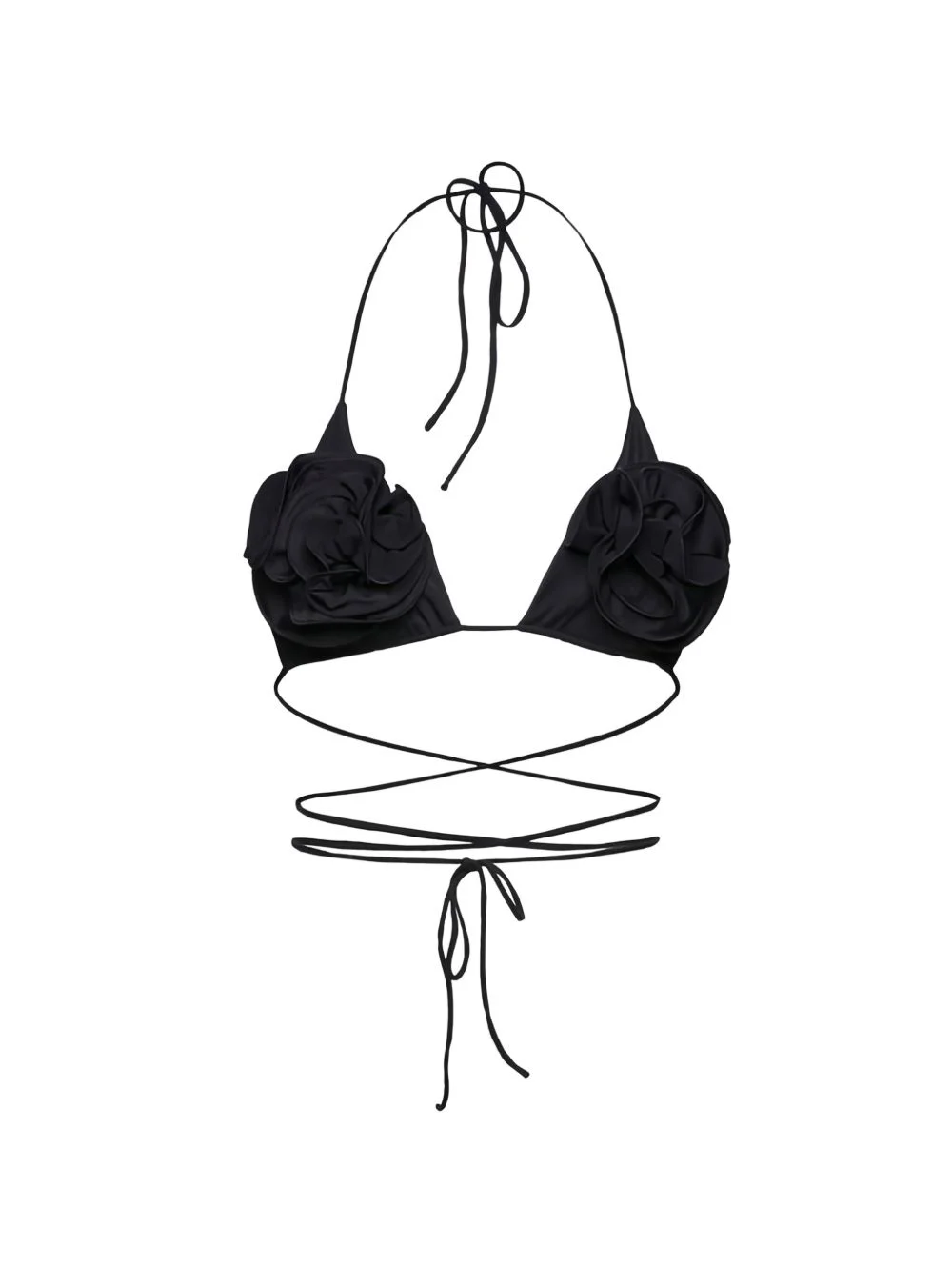 floral-appliqué wrap-around bikini top - 1
