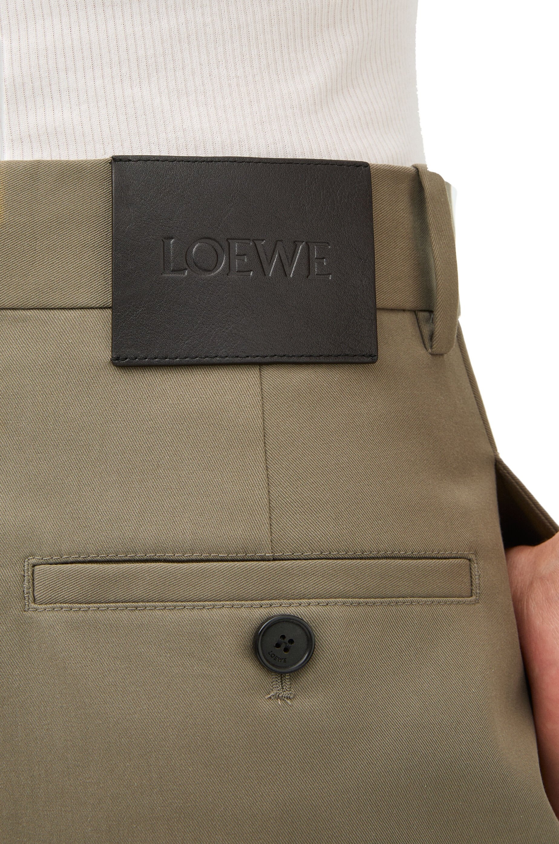 Loewe Brown khaki silk and cotton trousers | thedoublef