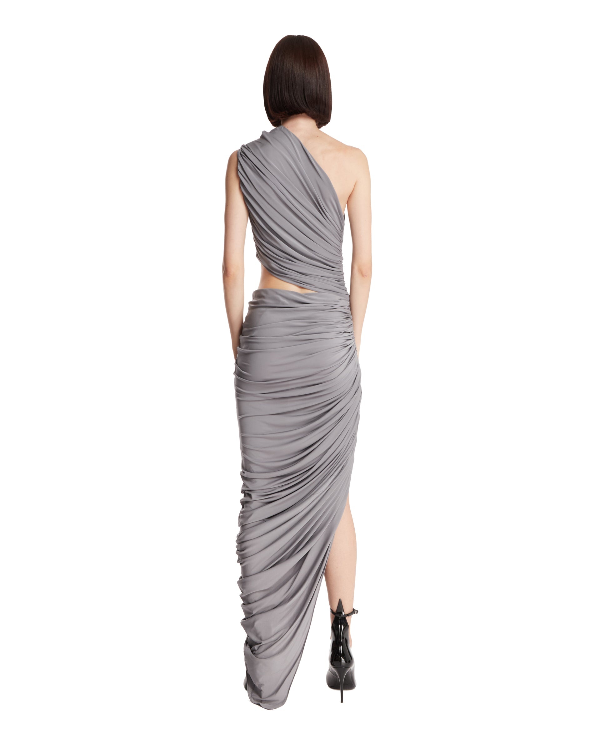 Gray Asymmetric Cut-out Dress - 3