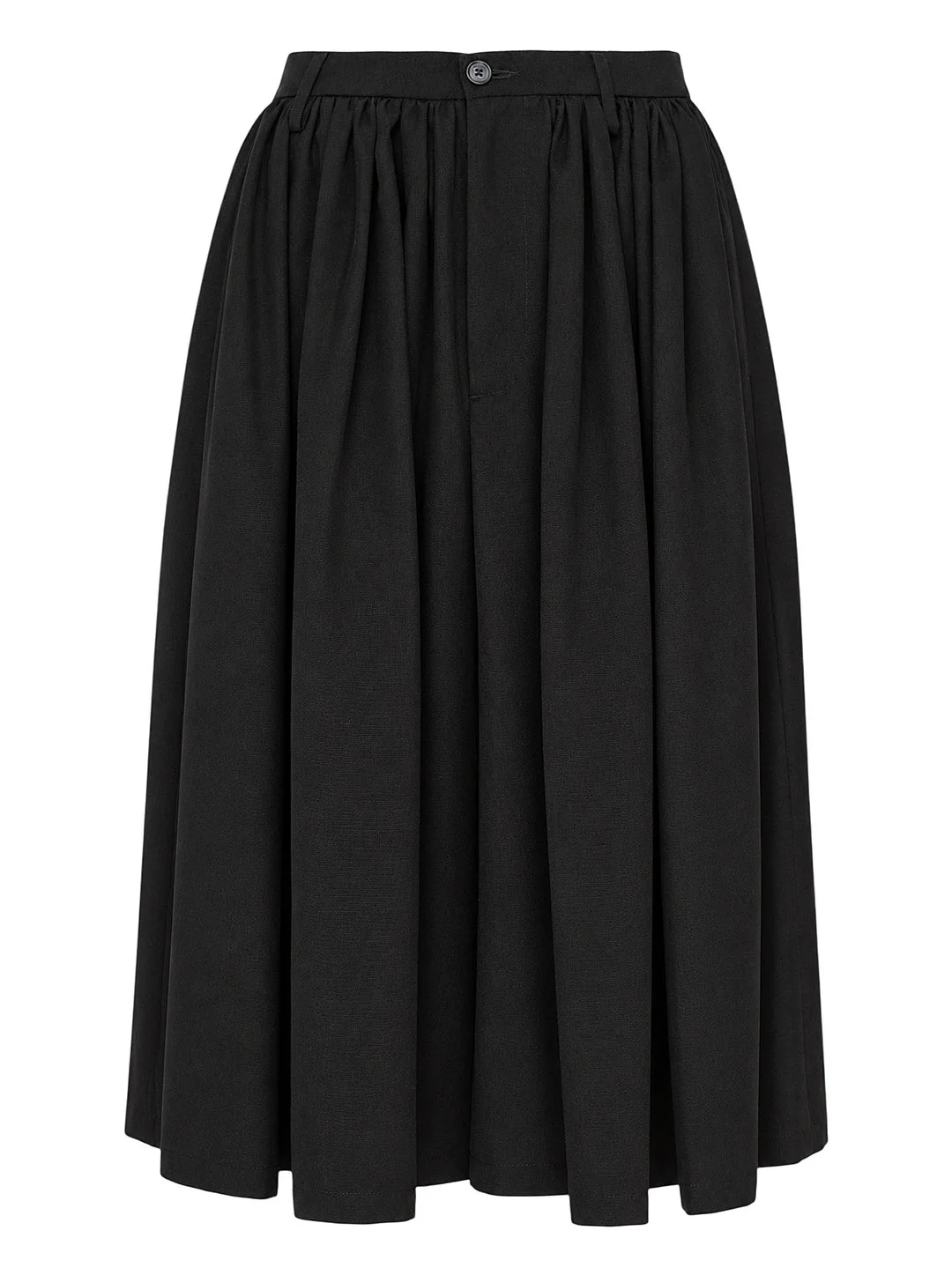 Gathered Wool Blend Midi Skirt - 1