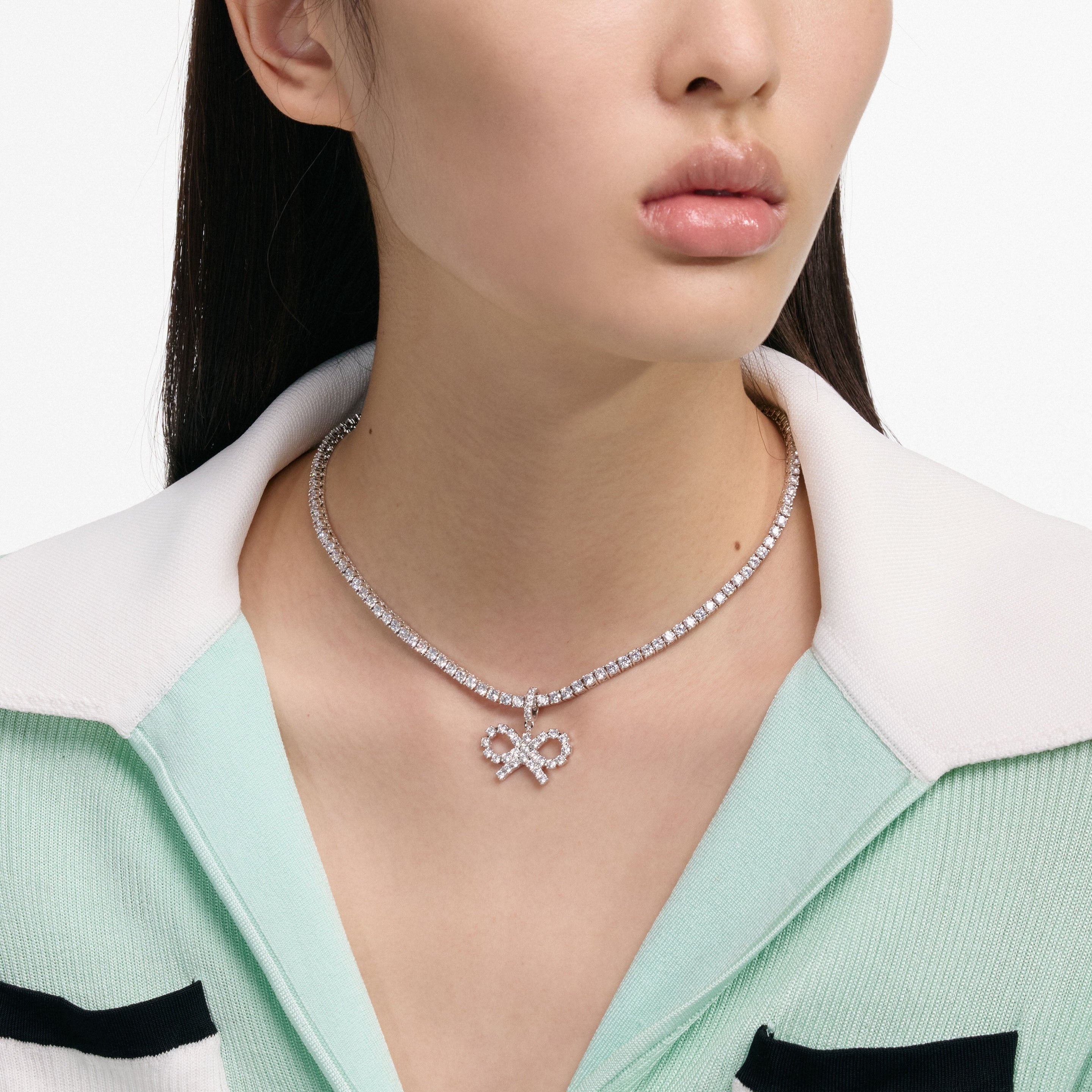 Crystal Bow Tennis Necklace - 4