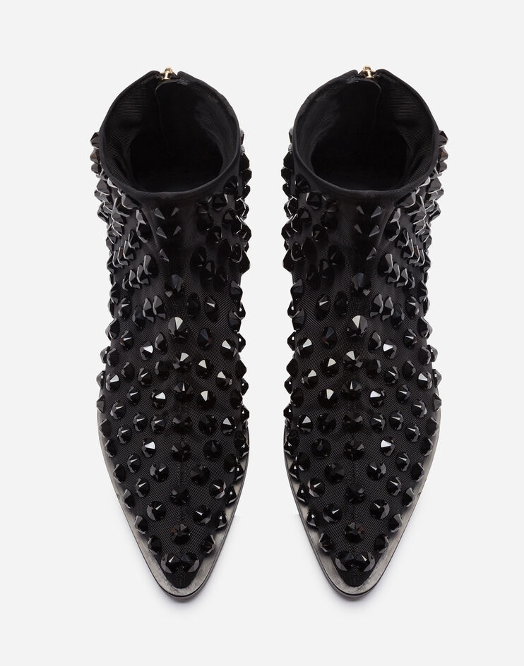 Mesh chelsea boots with rhinestone embellishment - 4