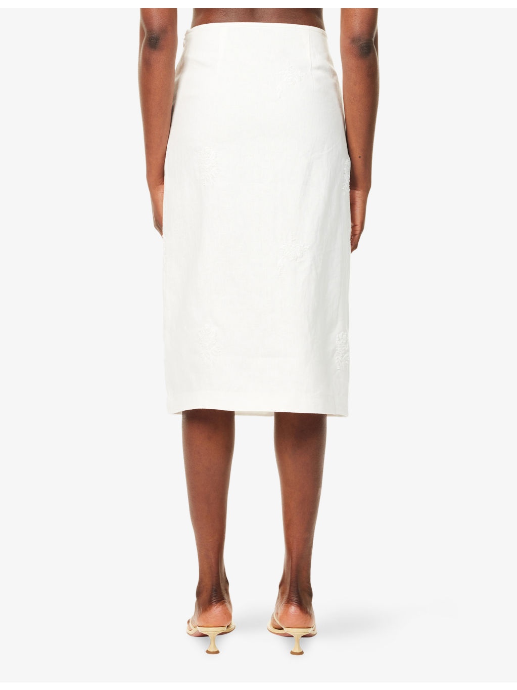 Alessandra Embroidered Linen Midi Skirt - 4