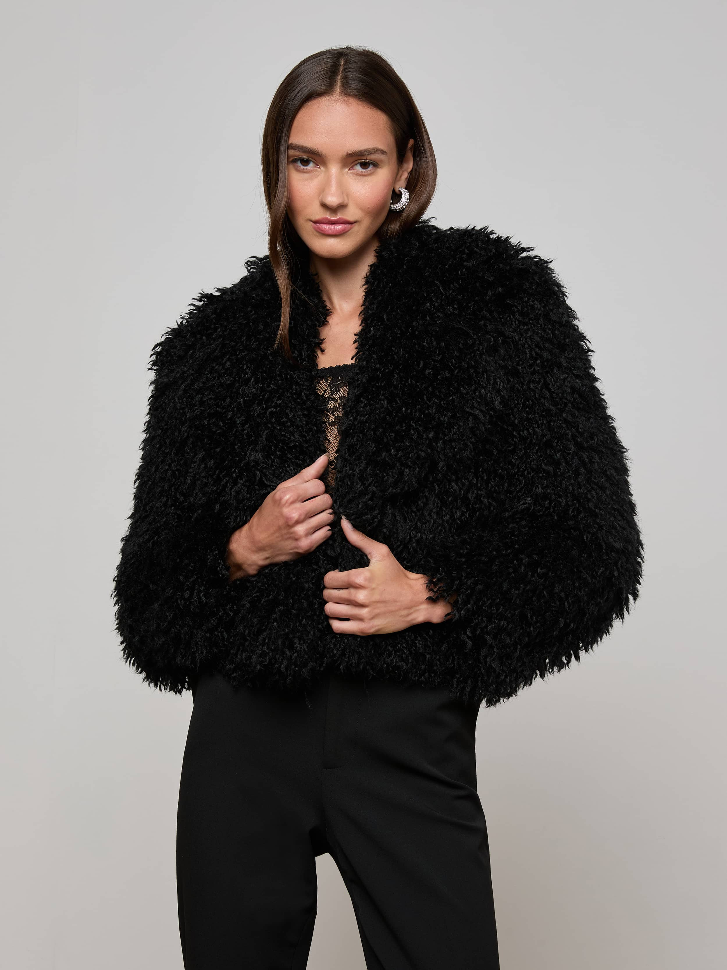 Aura Cropped Faux Fur Jacket - 2