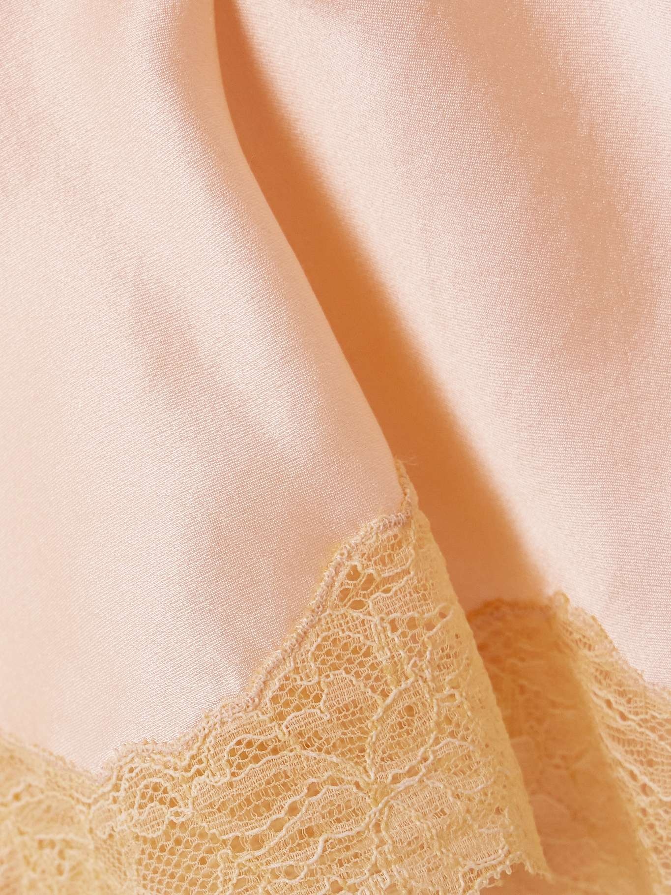 Irene lace-trimmed silk-charmeuse skirt Blush - 5