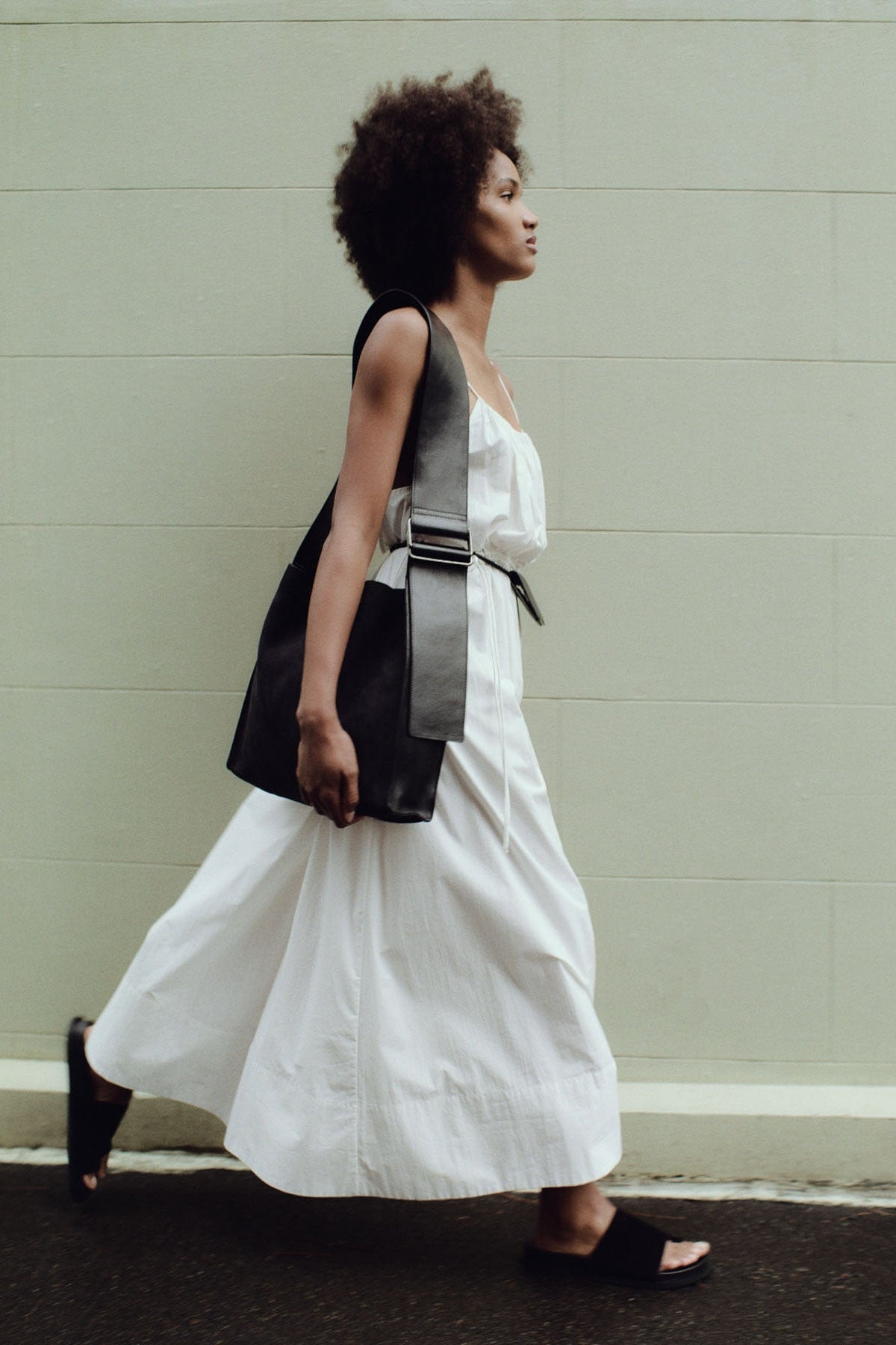 Relaxed Drawstring Dress - White - 7