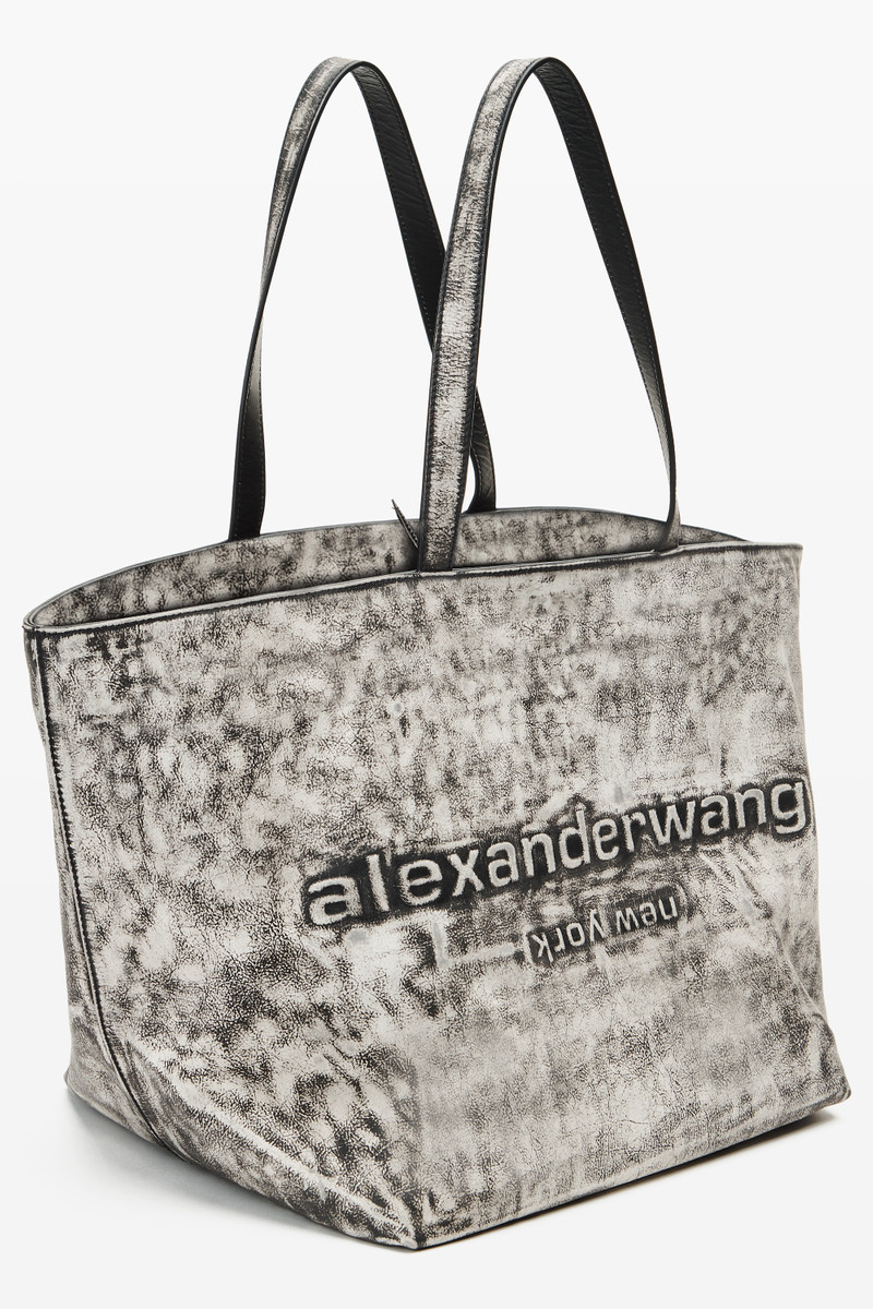 Black and White Leather Punch Tote 2