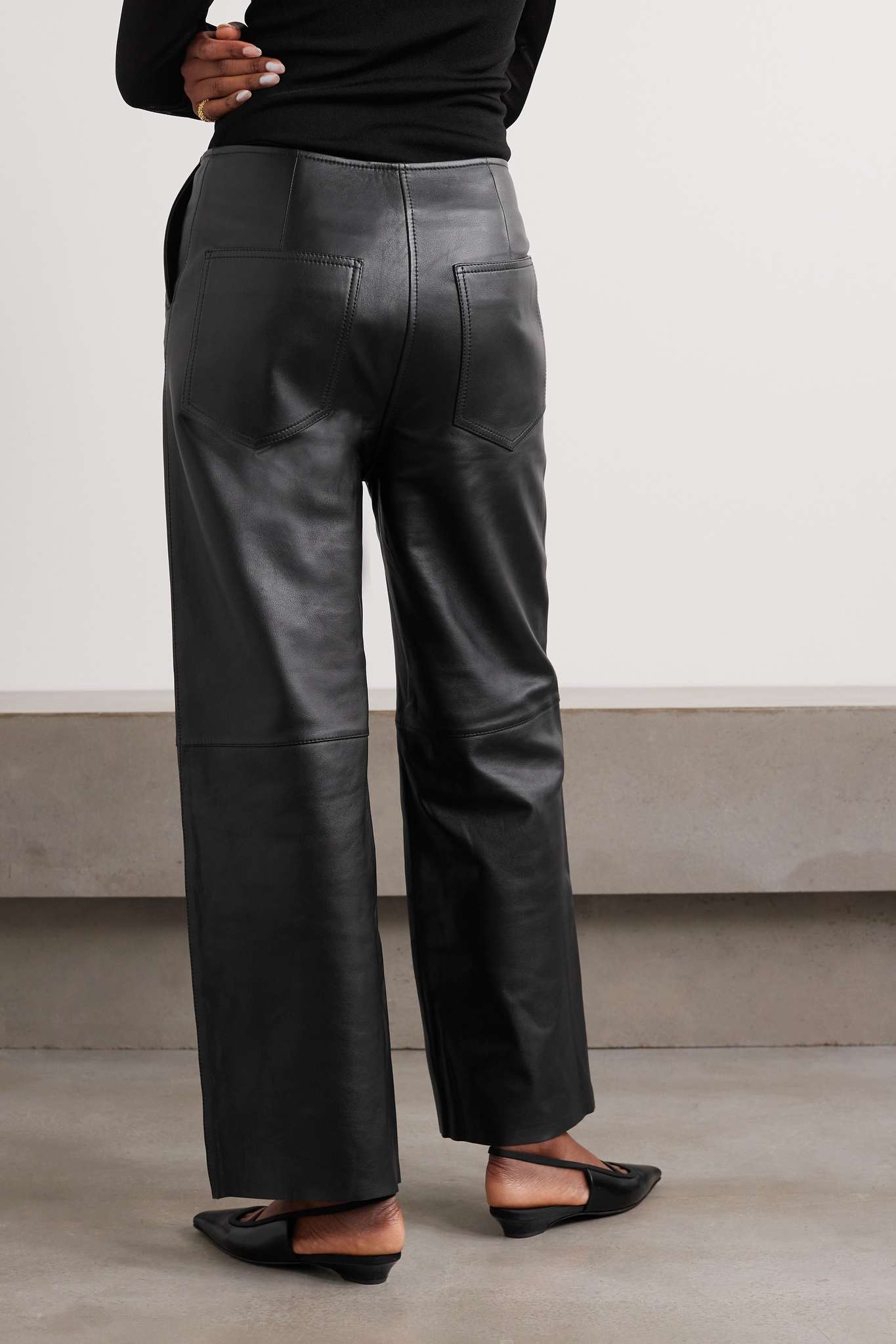 + NET SUSTAIN paneled leather wide-leg pants - 3