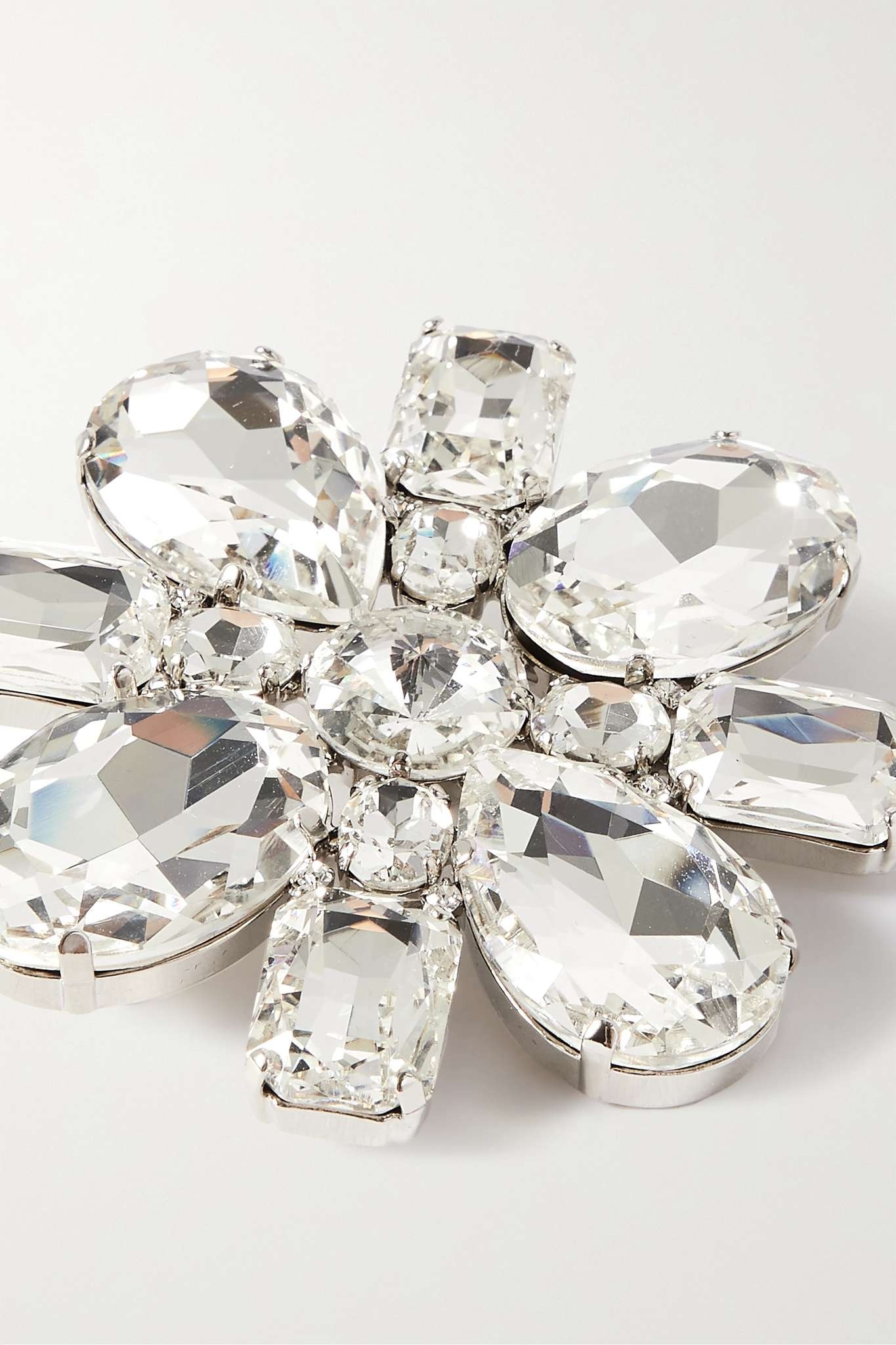 Silver-tone crystal brooch - 4