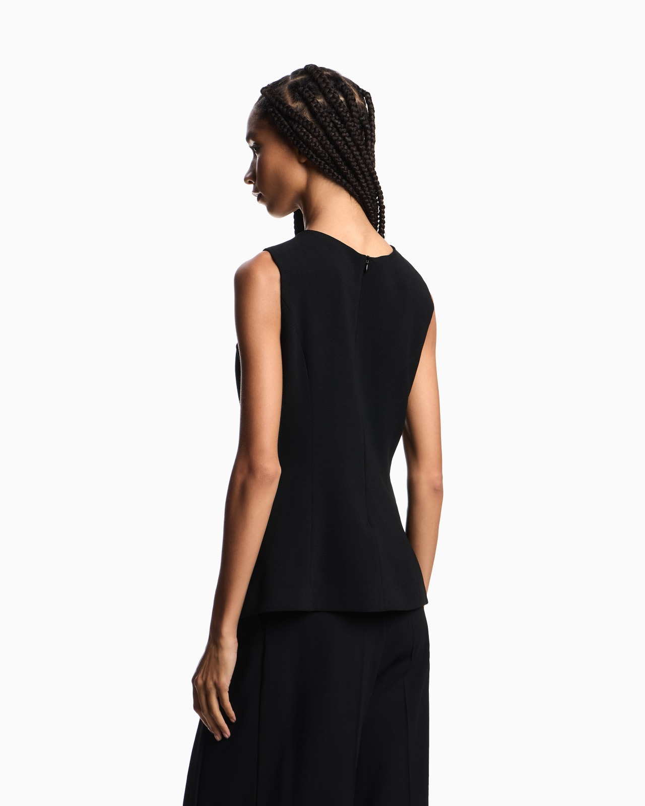 STRETCH SANDBLASTED FABRIC CROSSOVER TOP - 3