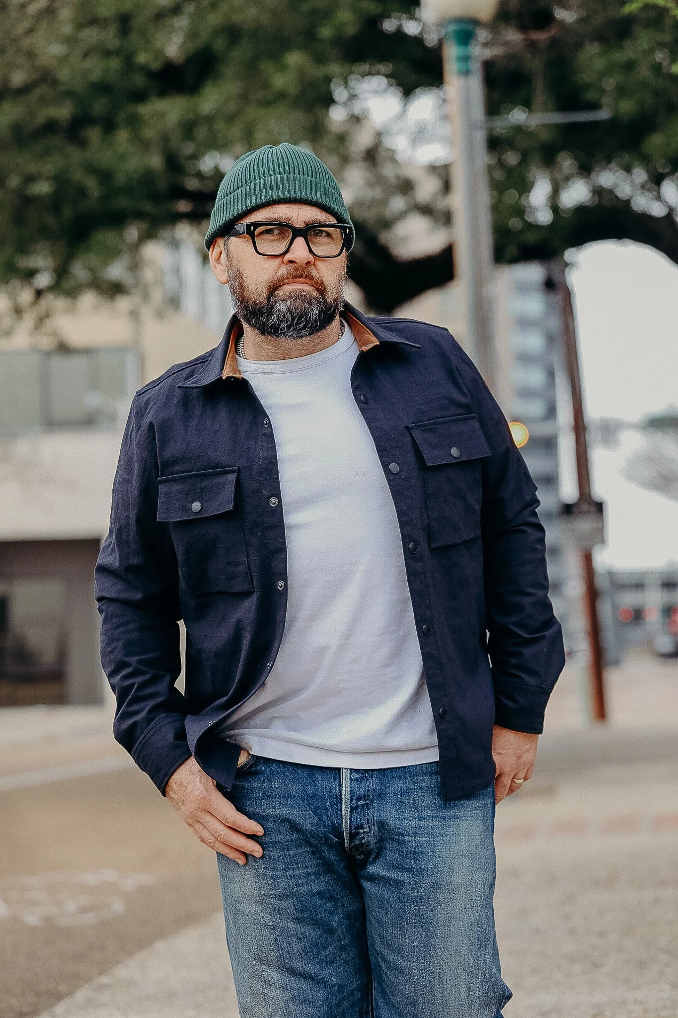 OXFORD OVERSHIRT- NAVY NYLON GRID - 1