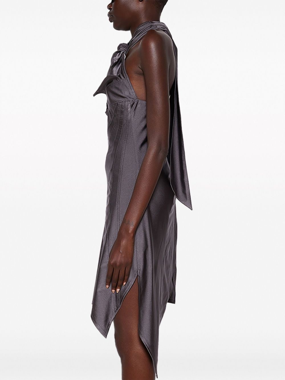 asymmetric halterneck minidress - 4