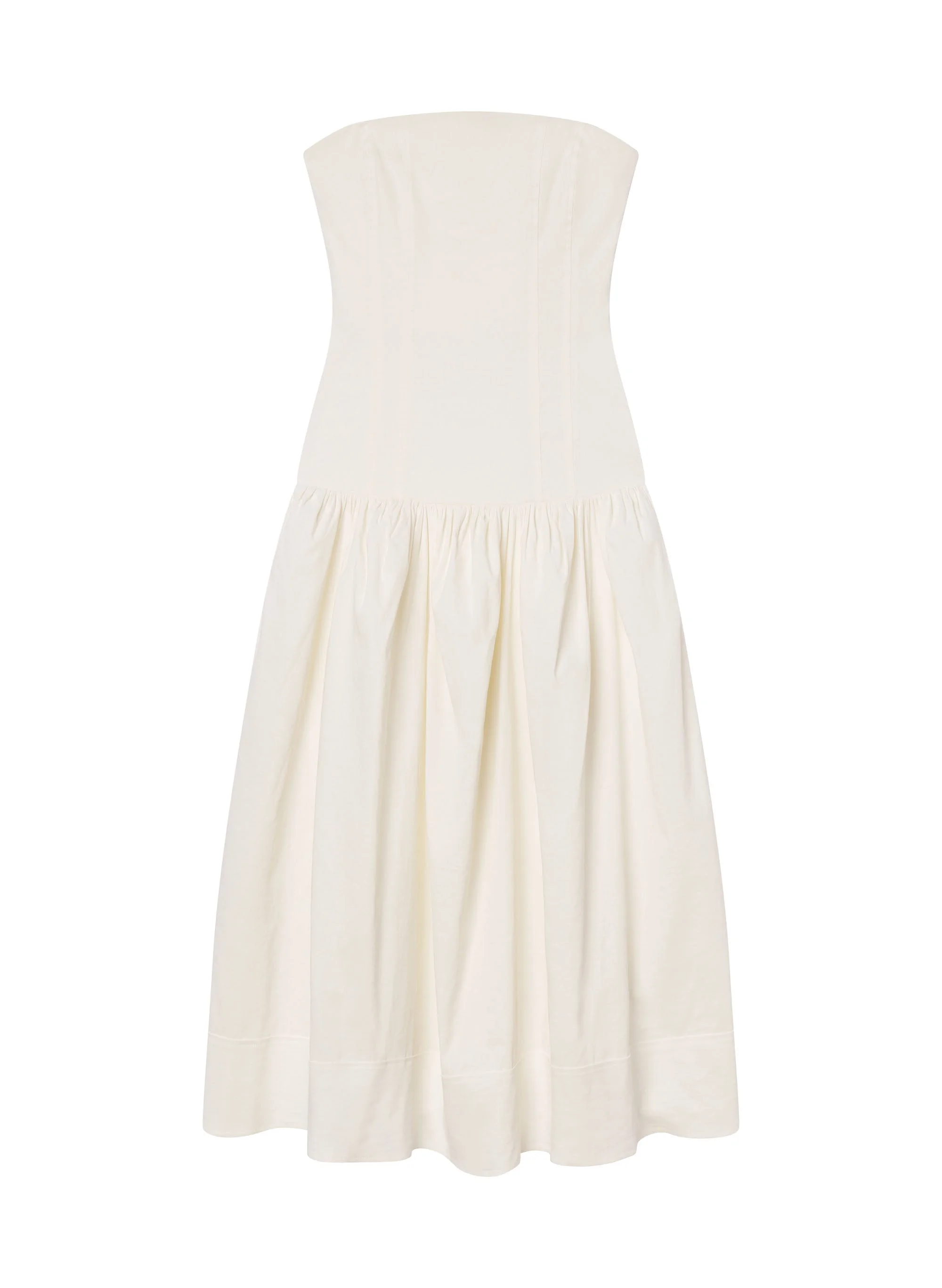 June Strapless Linen Midi Dress - 1